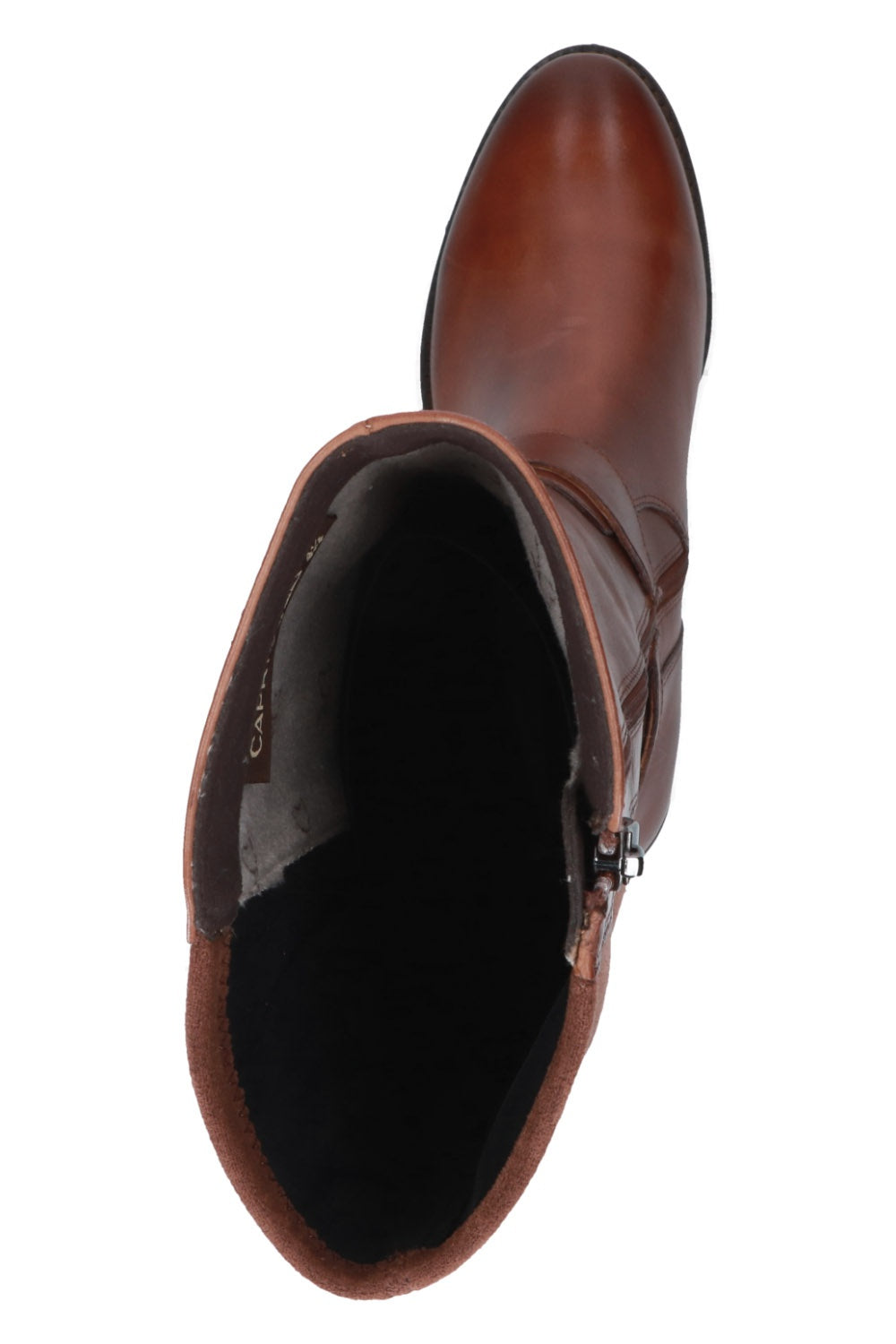 Caprice Stretch Back Buckle Detail Leather Knee High Boots - Cognac Comb