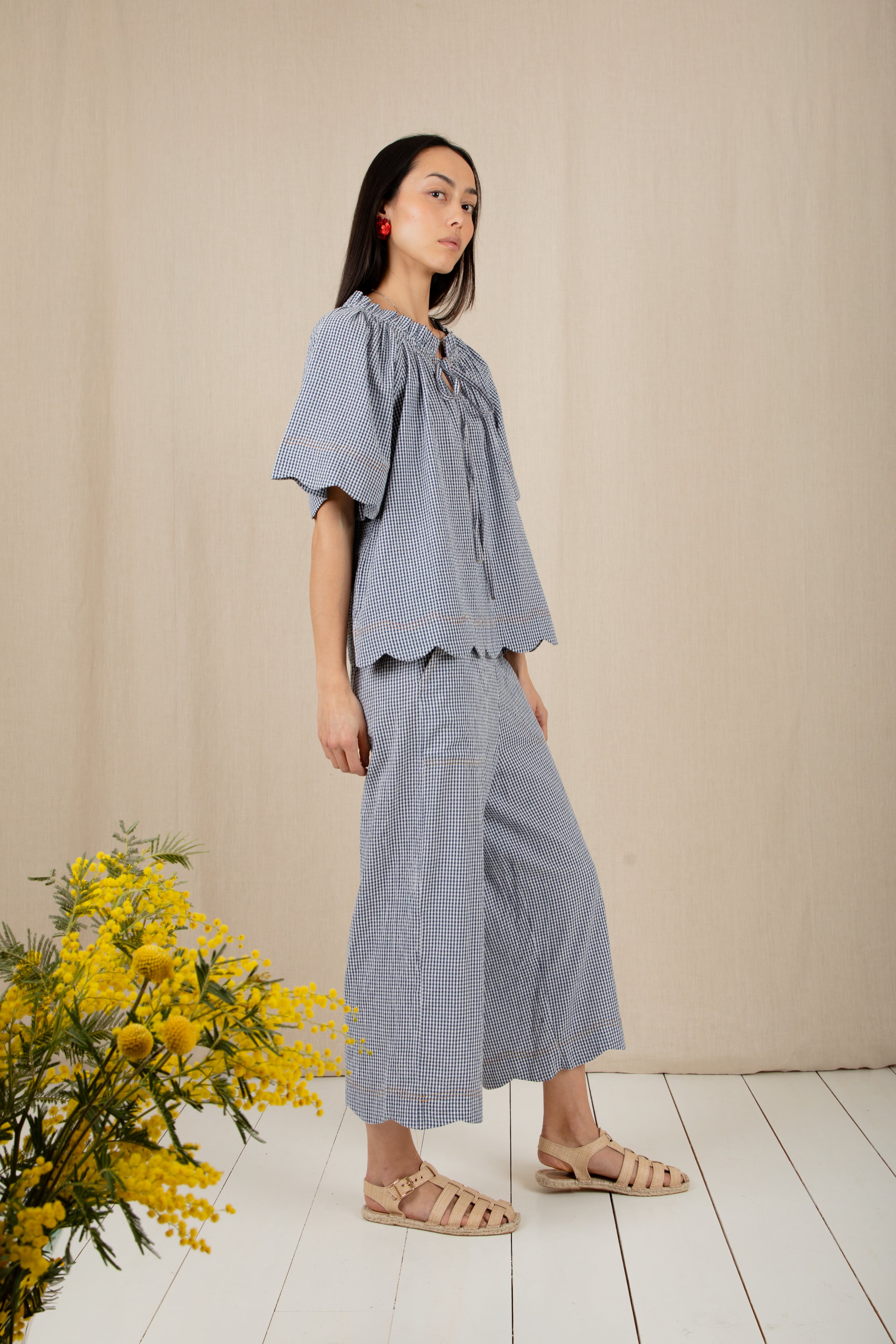 Bonte Aide Trouser - Navy Gingham