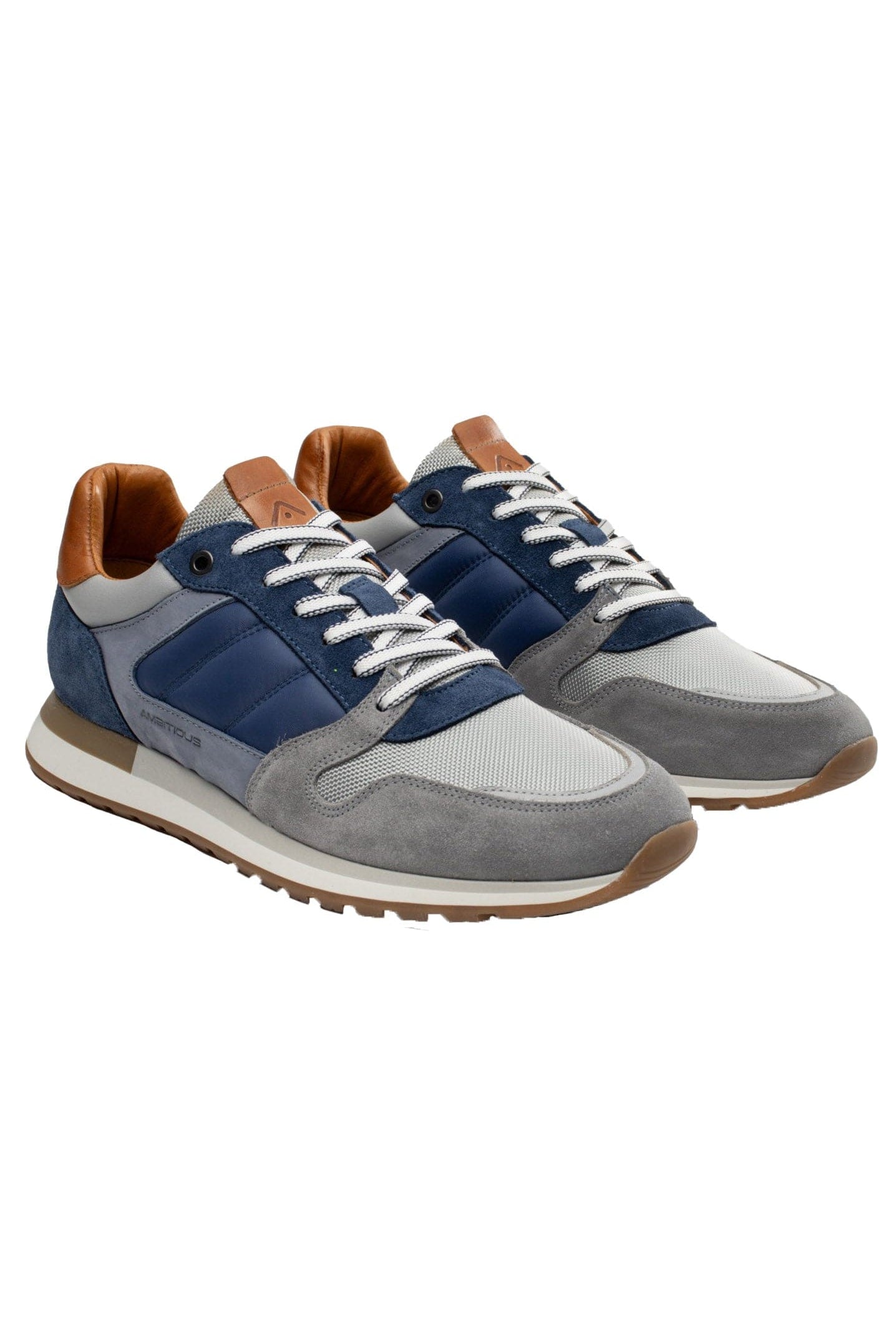 Ambitious Grizz Leather Trainers - Navy Combi