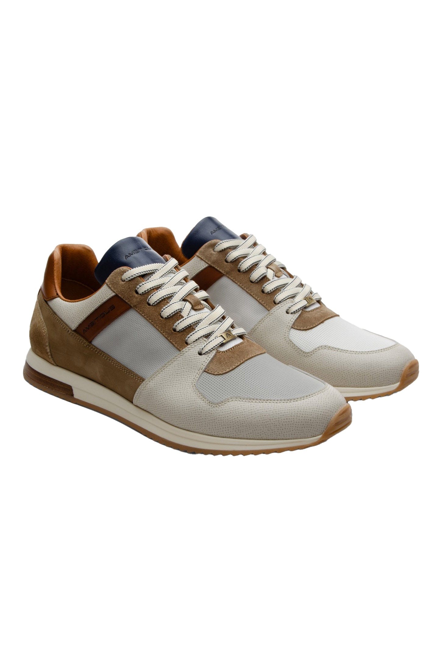 Ambitious Slow Classic Leather/Suede Trainers - Off-White/Camel