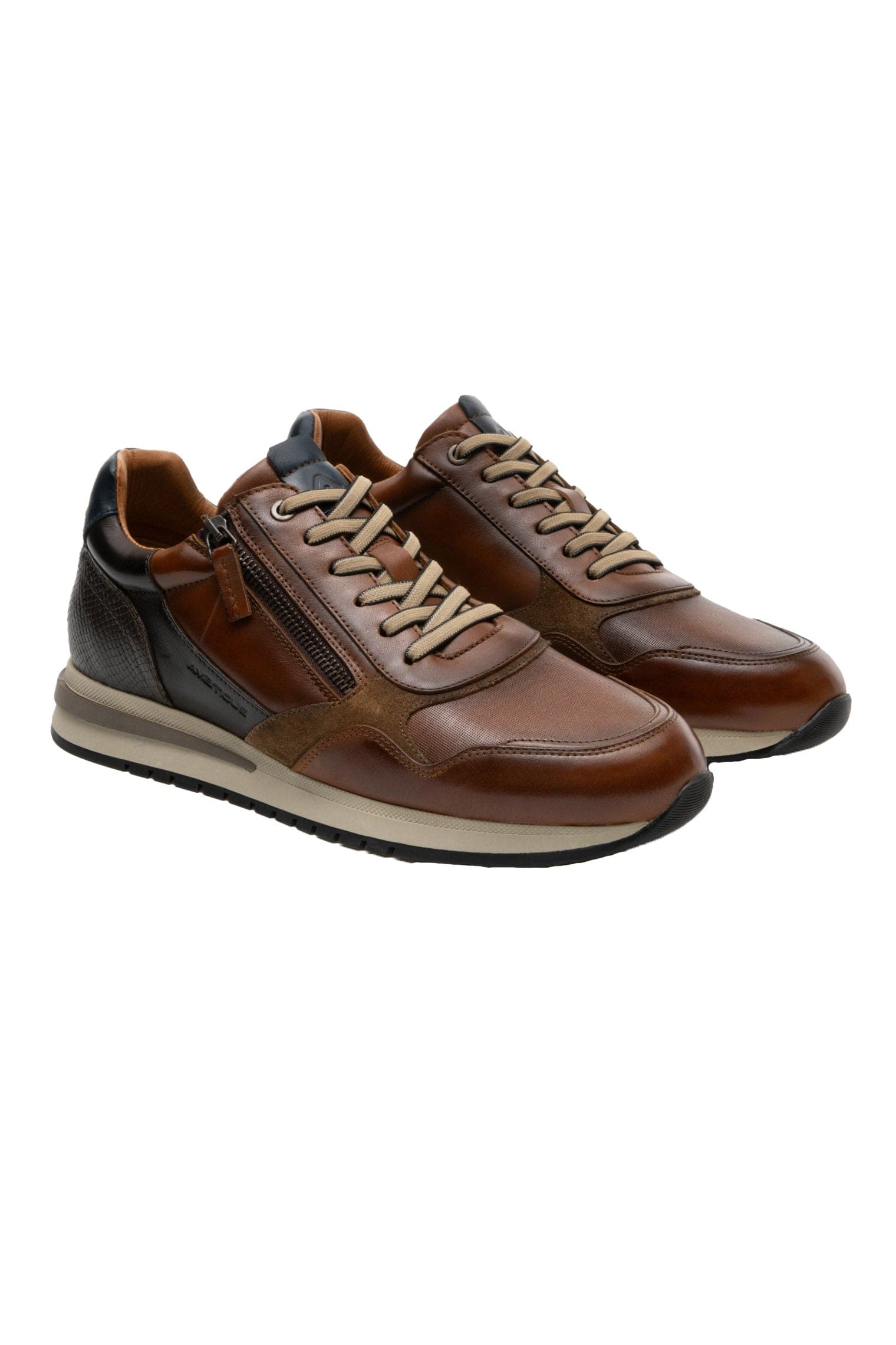 Ambitious Temple Side Zip Trainers - Cognac