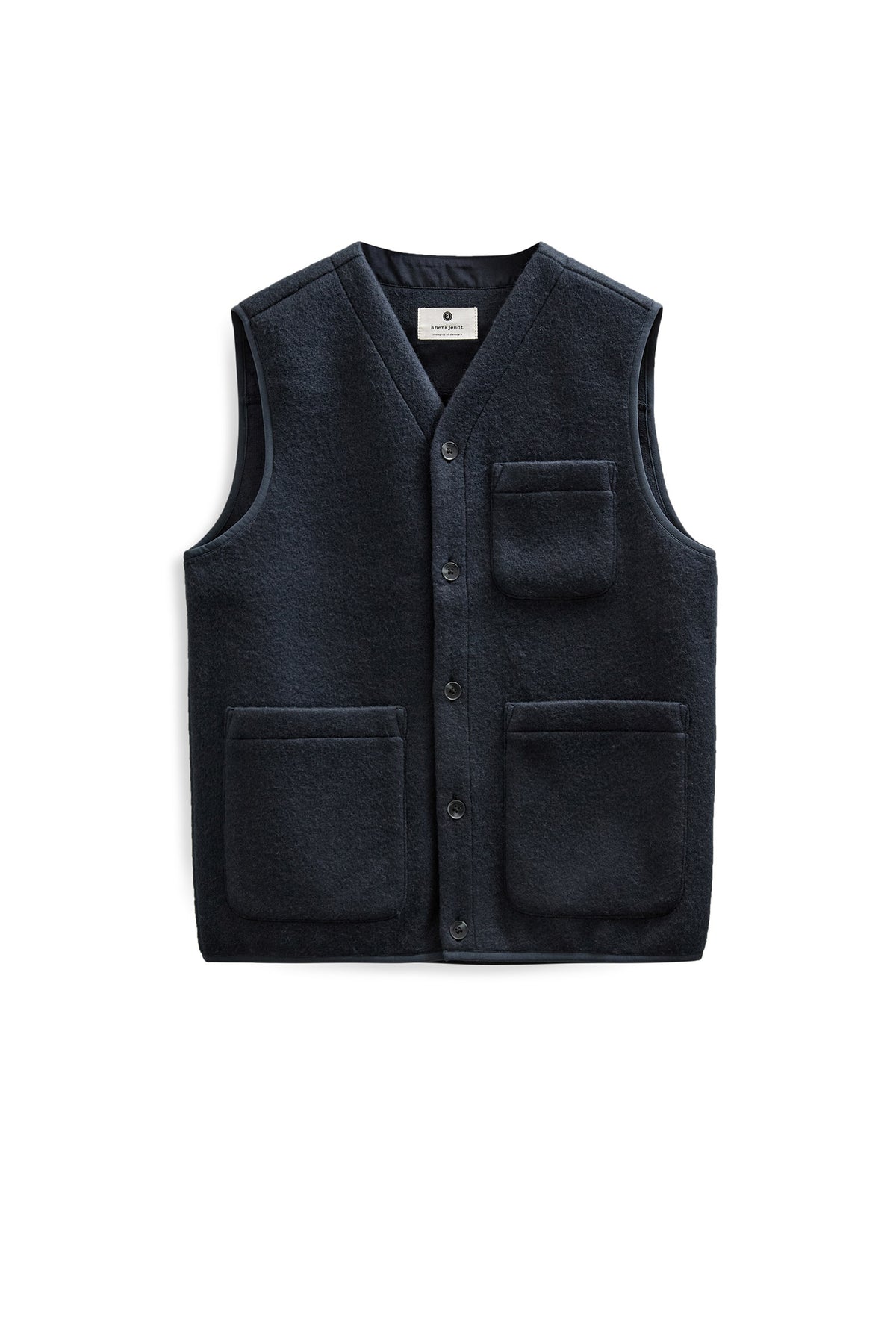 Anerkjendt Ramsus Boiled Wool Gilet - Sky Captain