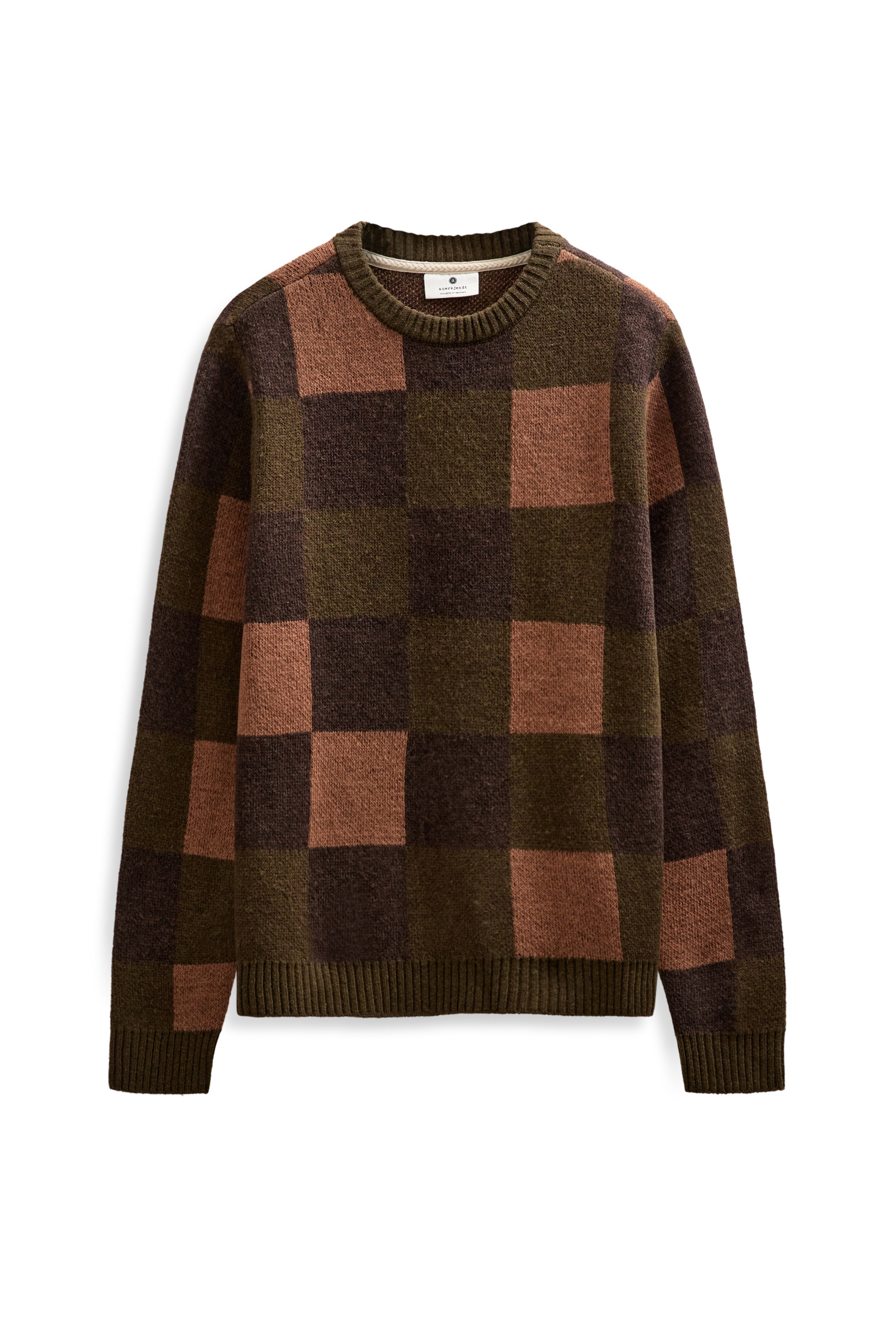 Anerkjendt Sune Check Lambswool Jumper - Forest Night