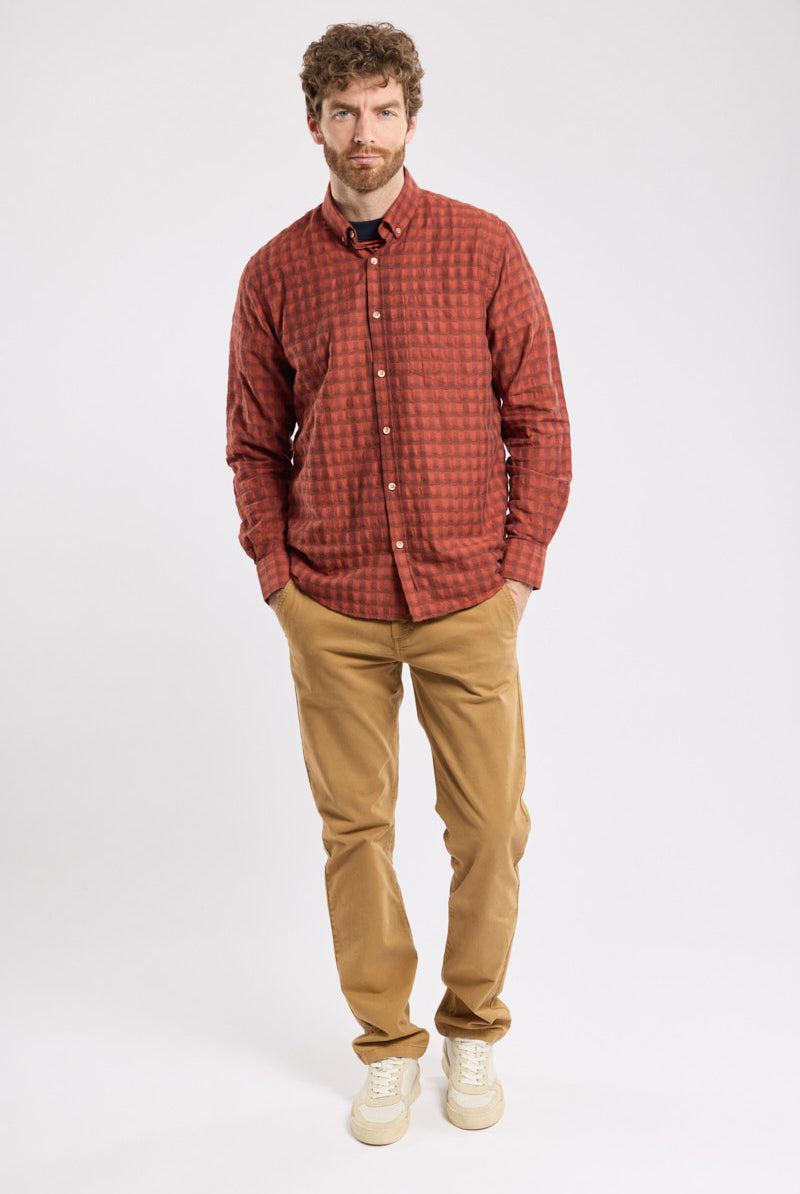 Armor Lux Heritage Self Patterned Shirt - Carreaux Paprika
