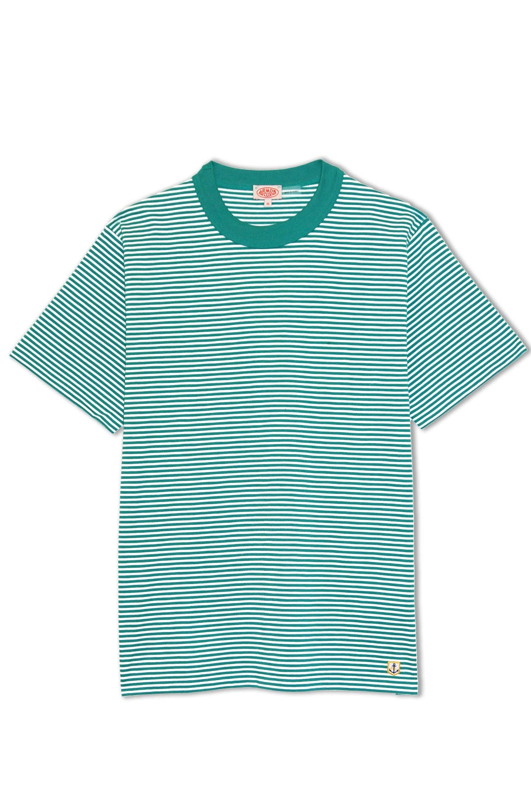 Armor Lux Heritage Stripe T-Shirt - Deep Jungle/Milk