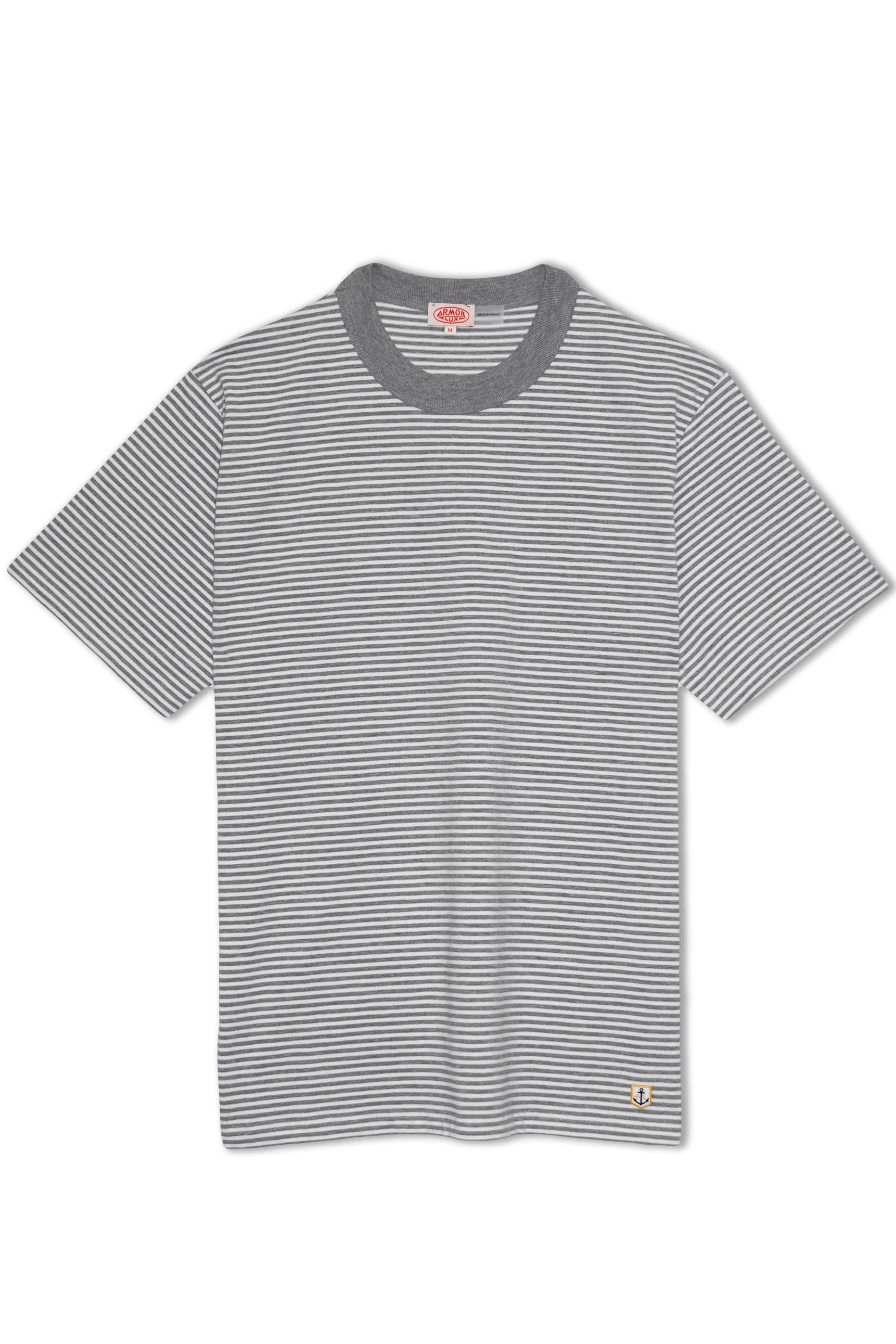 Armor Lux Heritage Stripe T-Shirt - Misty Grey/Milk