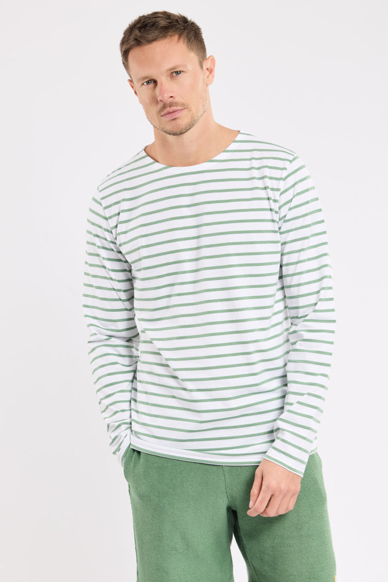 Armor Lux Mariniere Long Sleeve T-Shirt - Blanc/Ivy