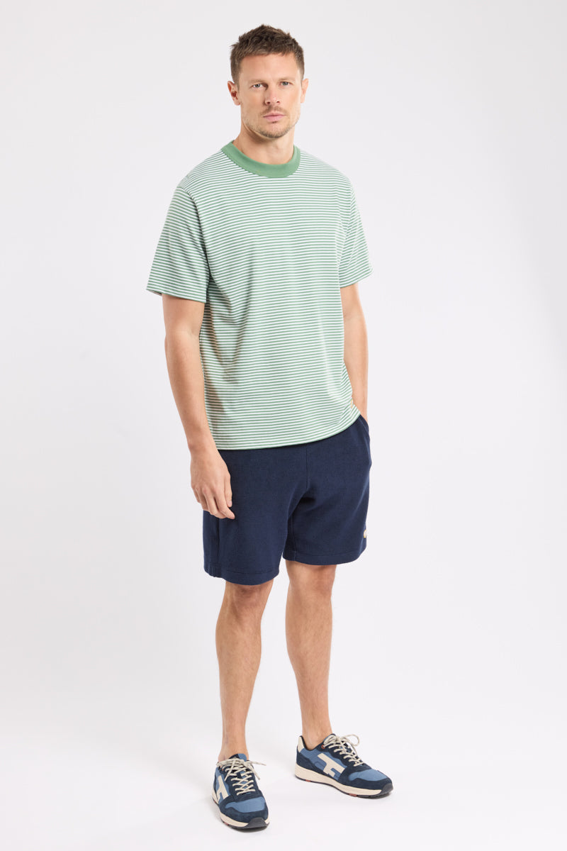 Armor Lux Organic Heritage Stripe T-Shirt - Ivy/Blanc