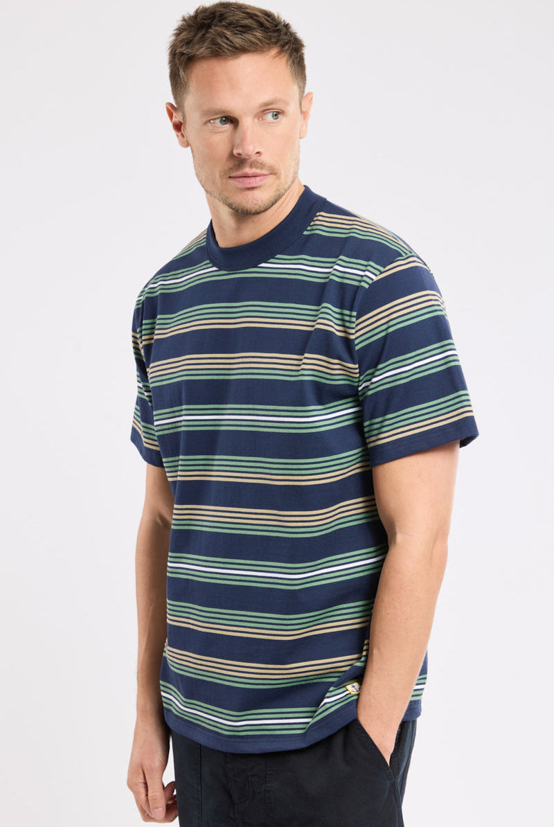 Armor Lux Organic Heritage Stripe T-Shirt - Marine Deep/Ivy/Treehouse