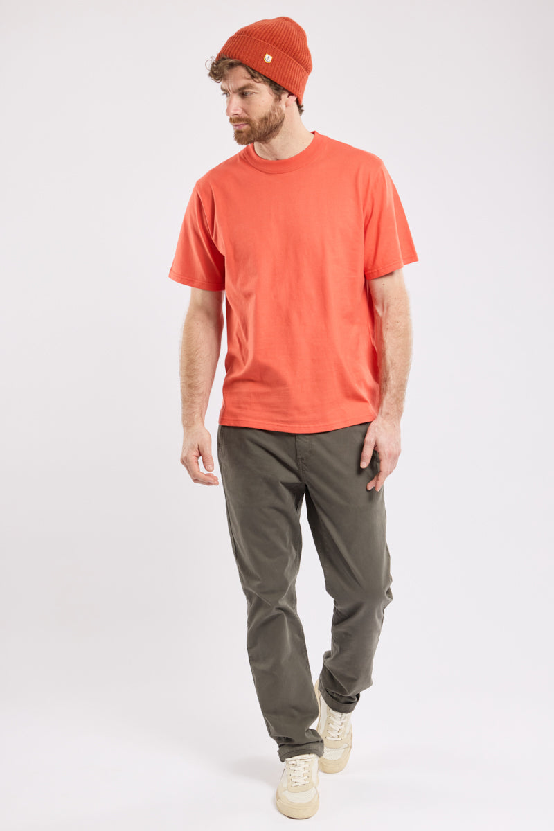 Armor Lux Plain Organic Cotton T-Shirt - Paprika
