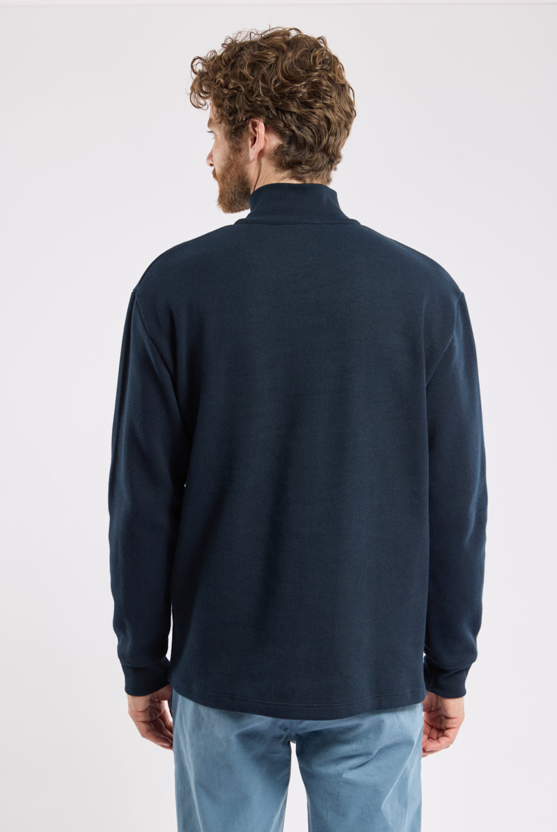 Armor Lux Quarter Zip Sweatshirt - Marine Deep