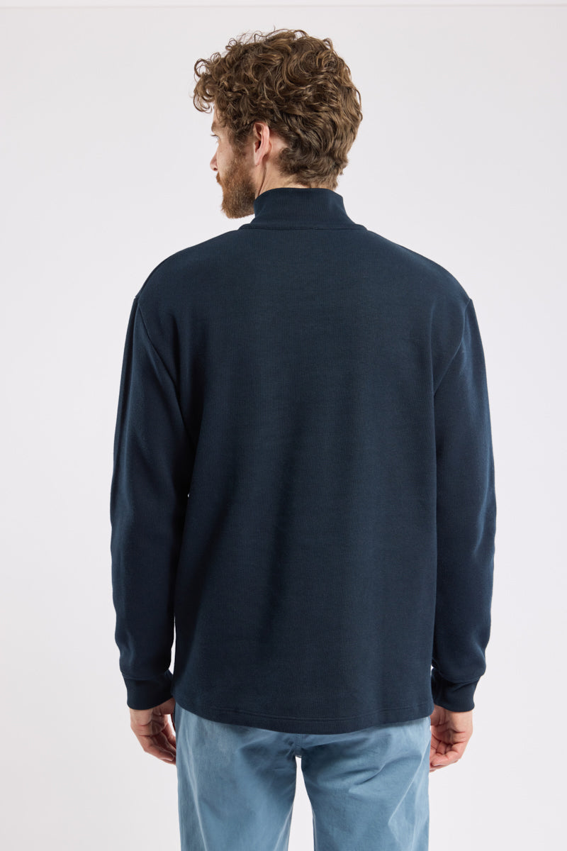 Armor Lux Quarter Zip Sweatshirt - Marine Deep