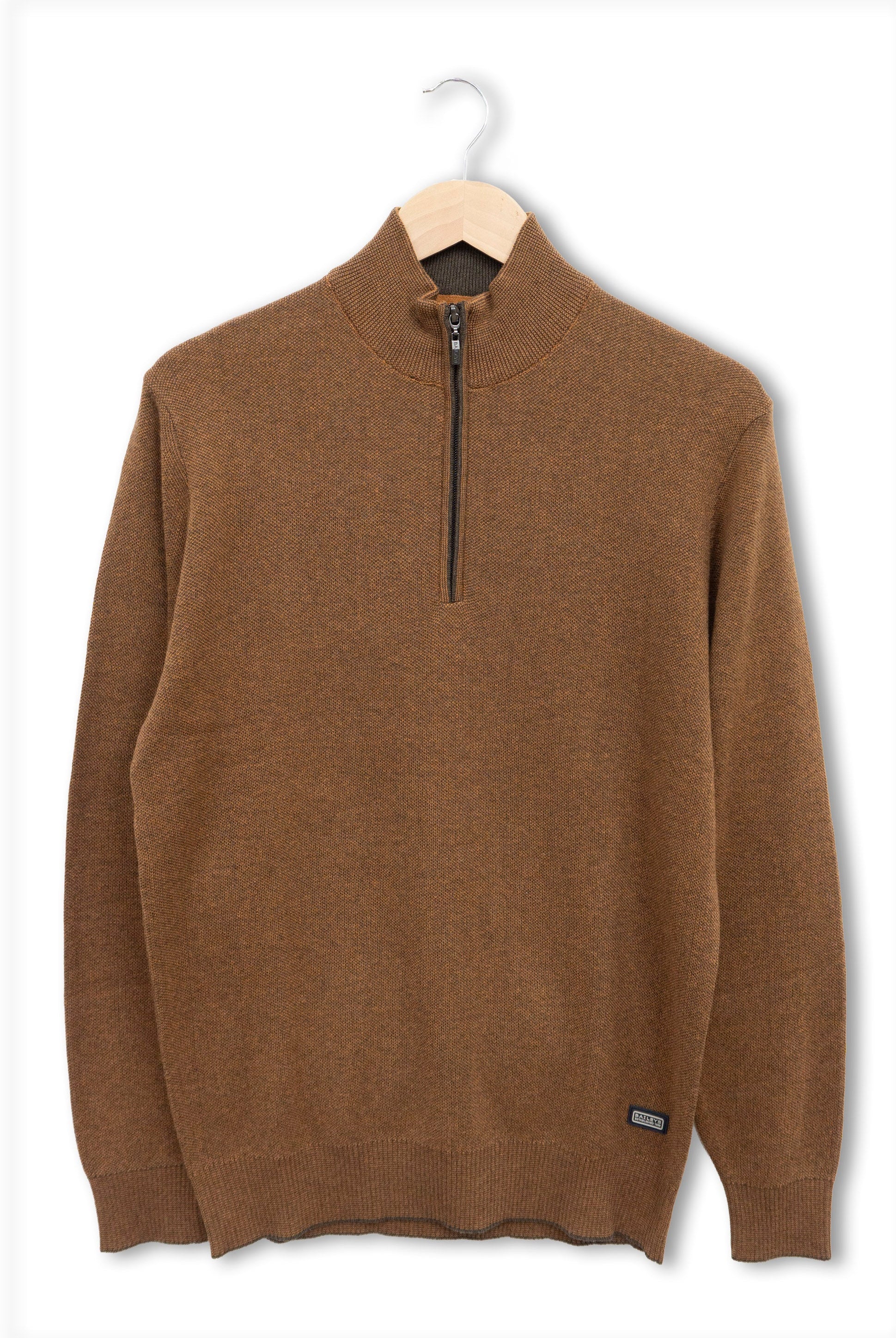 Baileys Quarter Zip Cotton Knit Sweatshirt - Copper