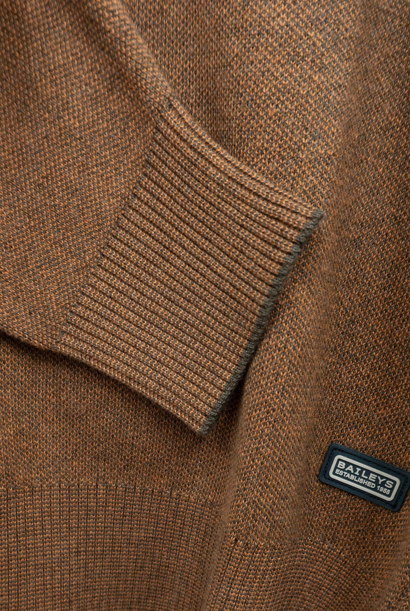 Baileys Quarter Zip Cotton Knit Sweatshirt - Copper