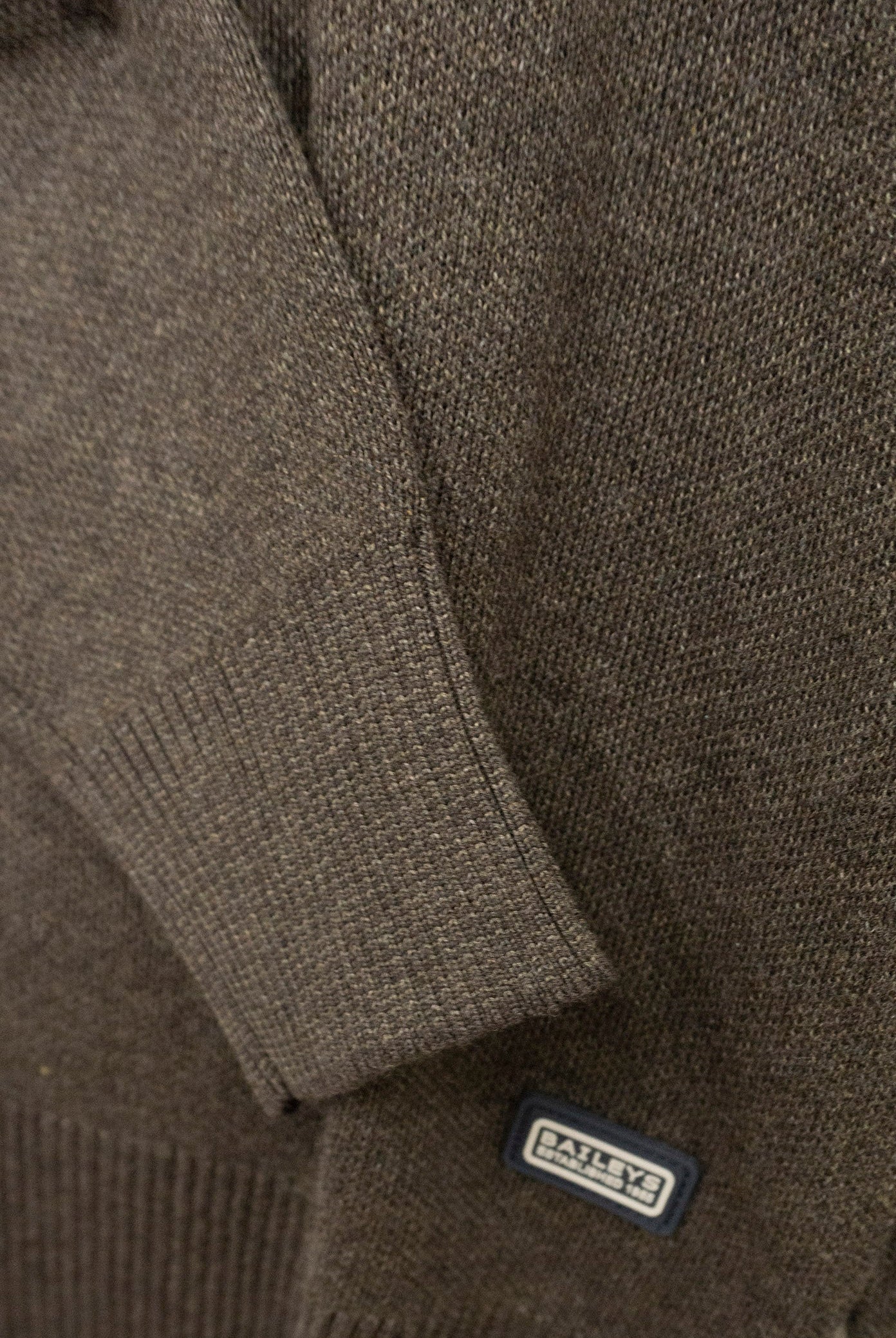 Baileys Quarter Zip Cotton Knit Sweatshirt - Dark Brown