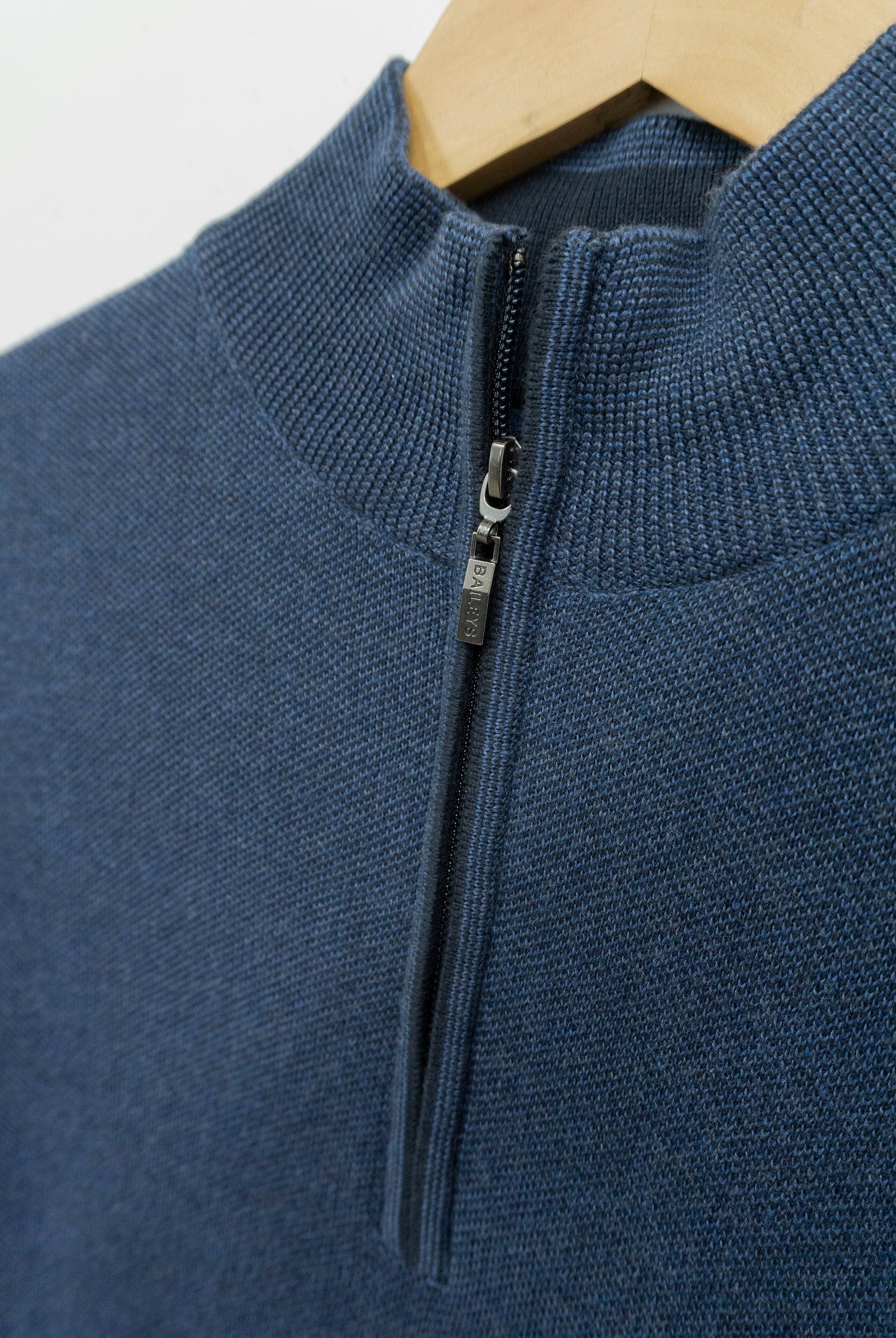 Baileys Quarter Zip Cotton Knit Sweatshirt - Dark Denim