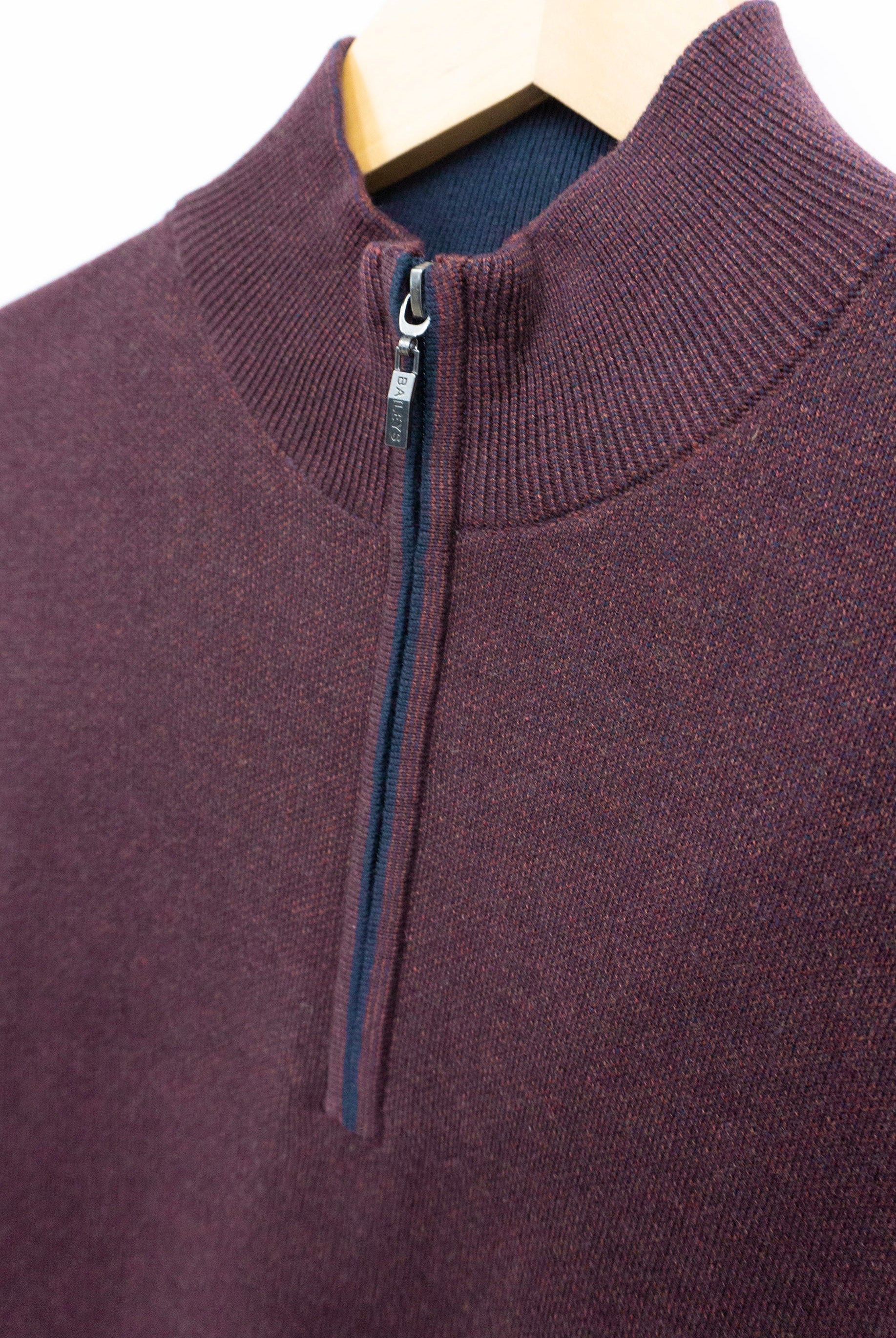 Baileys Quarter Zip Cotton Knit Sweatshirt - Deep Mauve