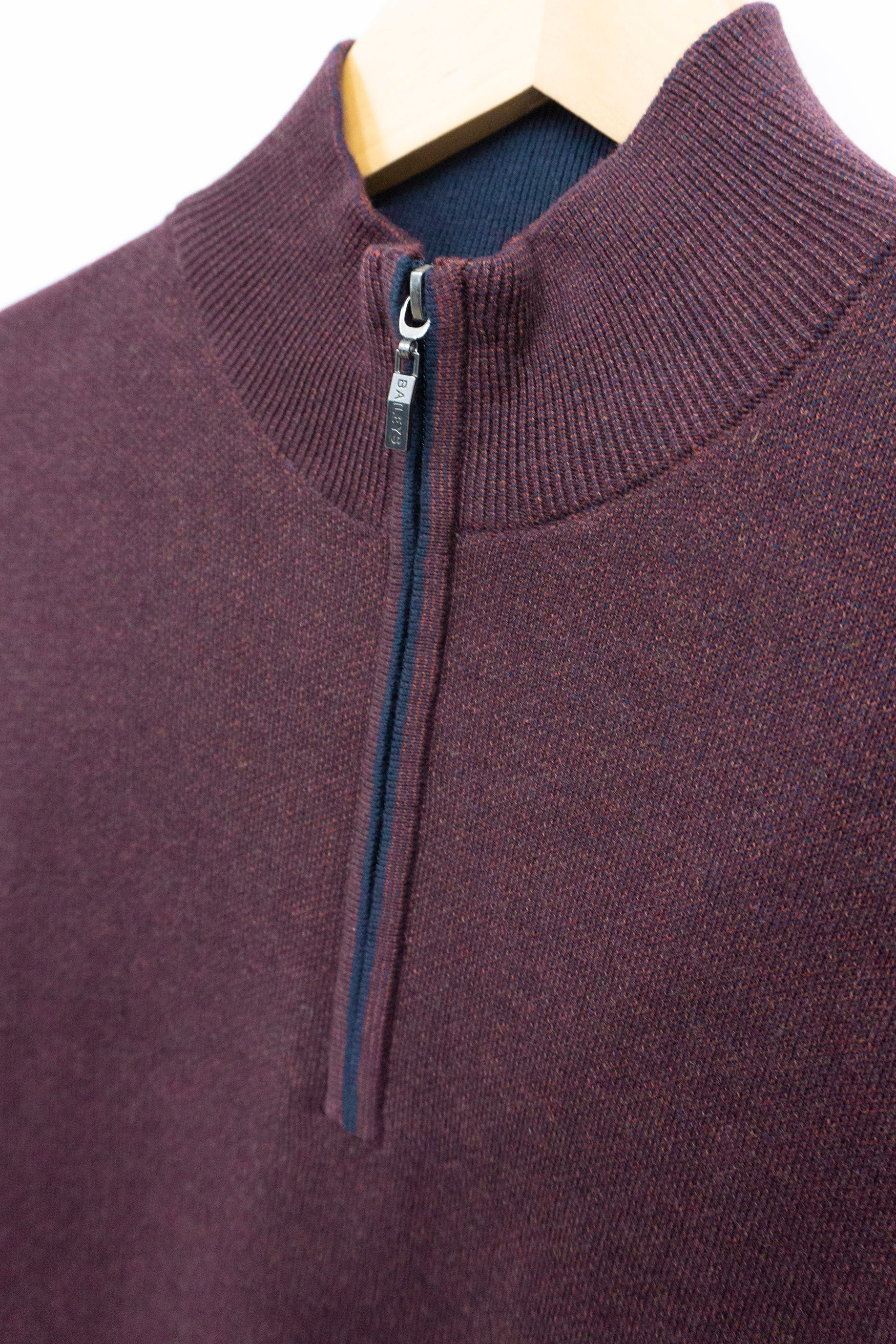 Baileys Quarter Zip Cotton Knit Sweatshirt - Deep Mauve