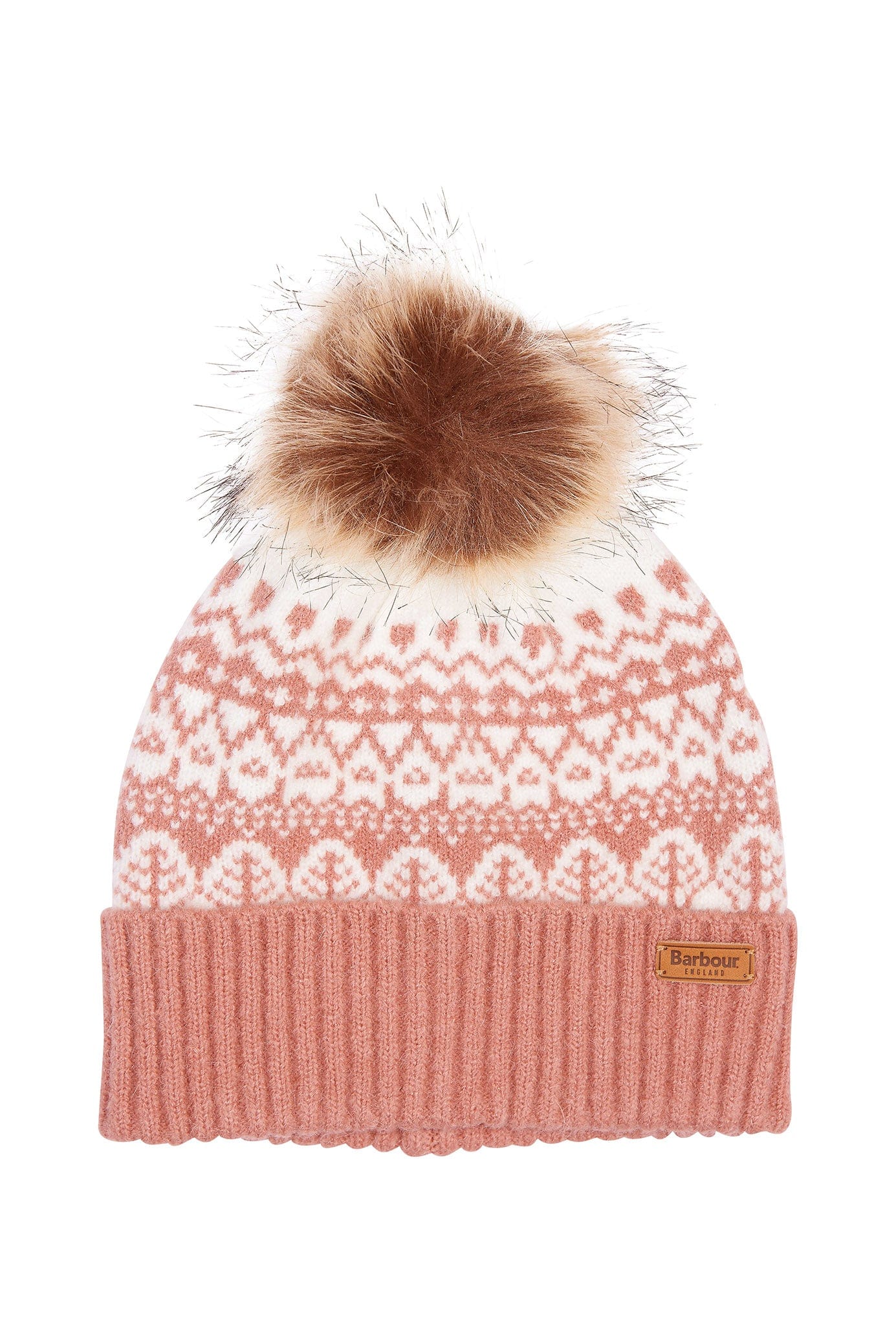 Barbour Alpine Fair Isle Pom Beanie - Dusty Rose LHA0425_PI32_OS
