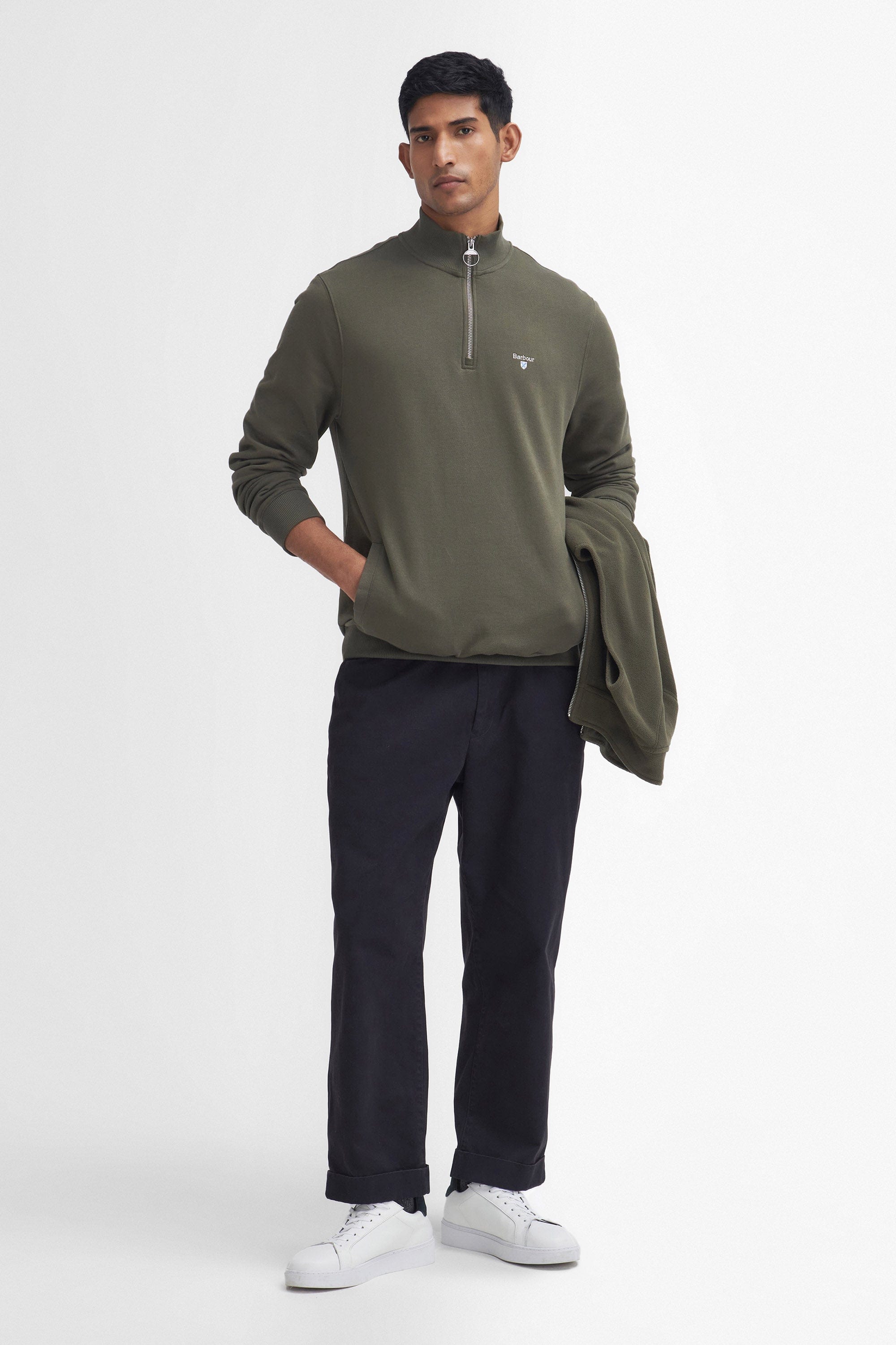 Barbour Beckhill Half Zip Sweatshirt - Mid Olive