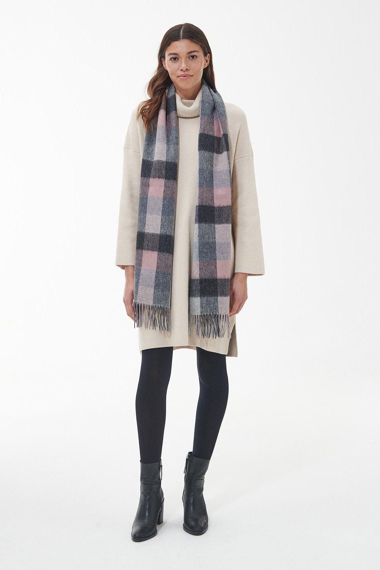 Barbour Birch Check Scarf - Pearl Grey LSC0436_GY11_OS