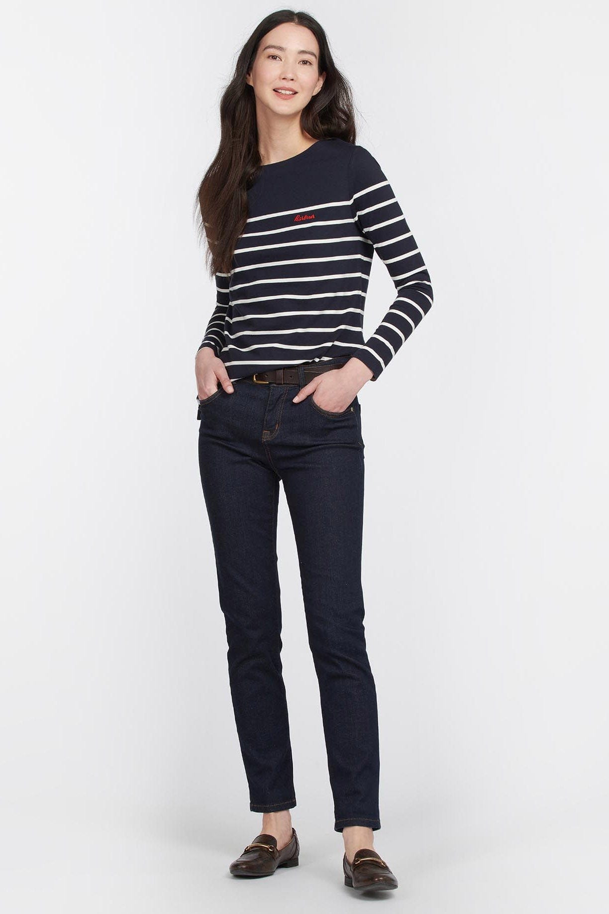Barbour Bradley Long Sleeve Top - Navy/Cloud