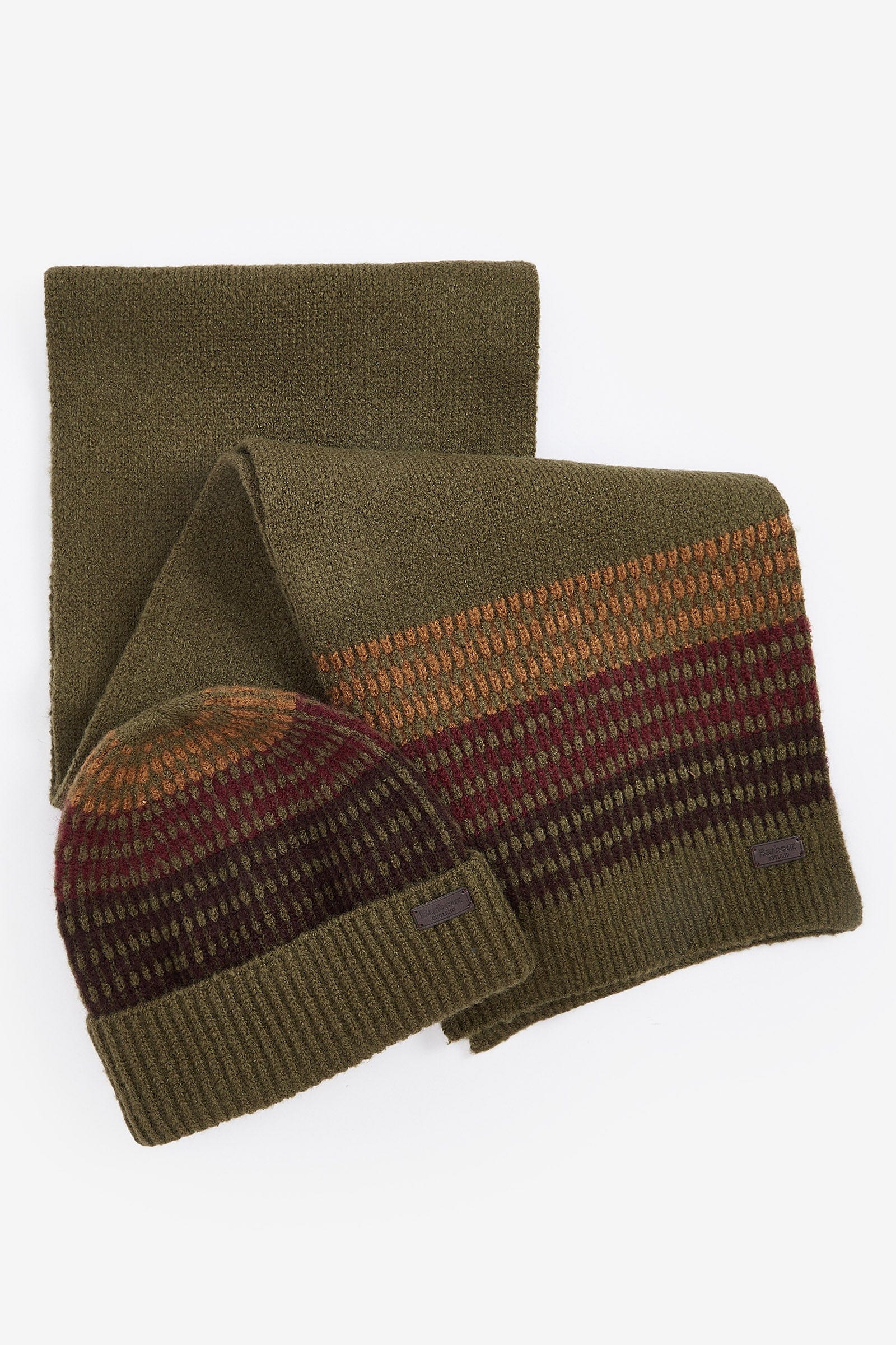 Barbour Branton Beanie & Scarf Gift Set - Army Green MGS0089_GN31_OS