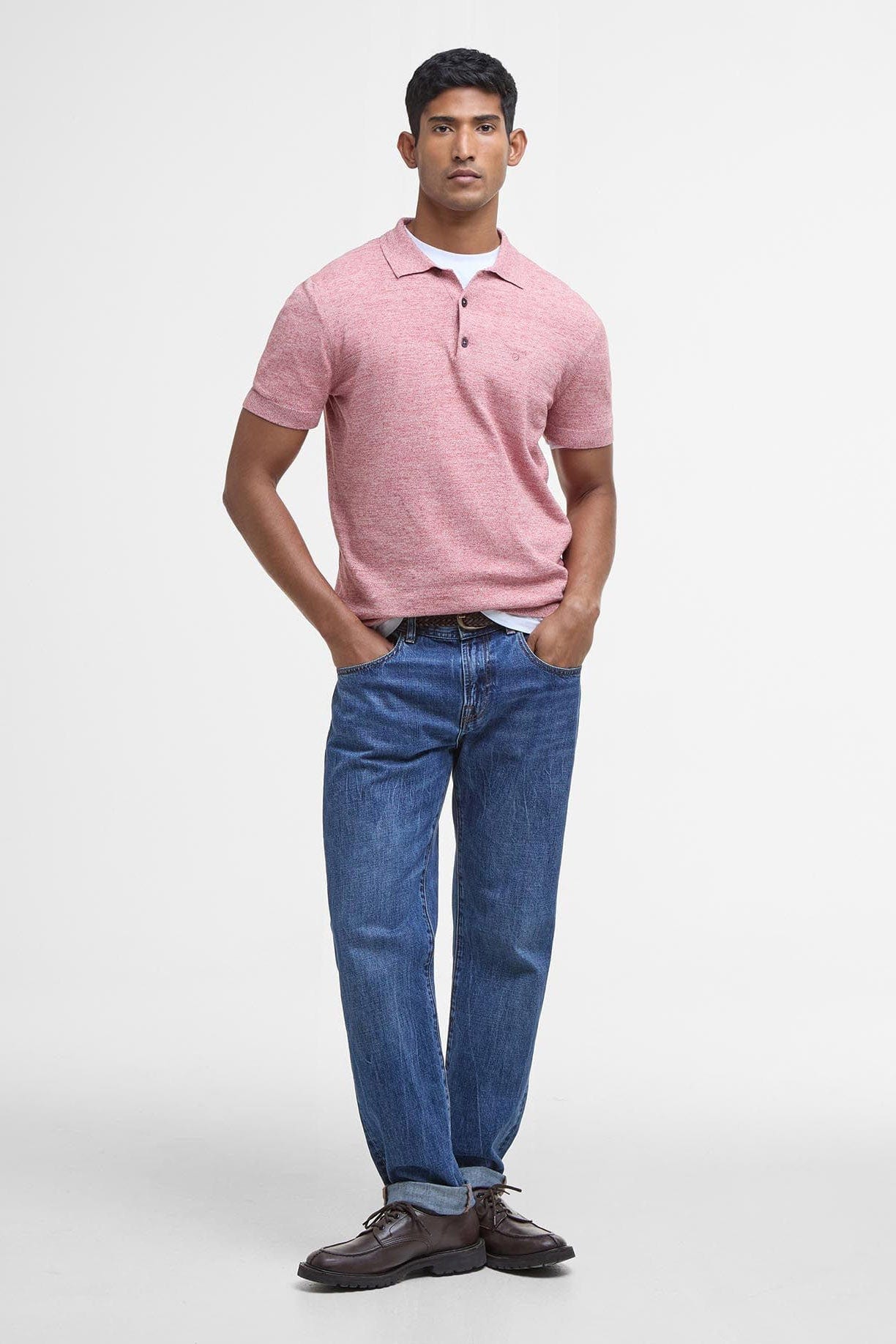 Barbour Buston Knitted Polo - Red Spice