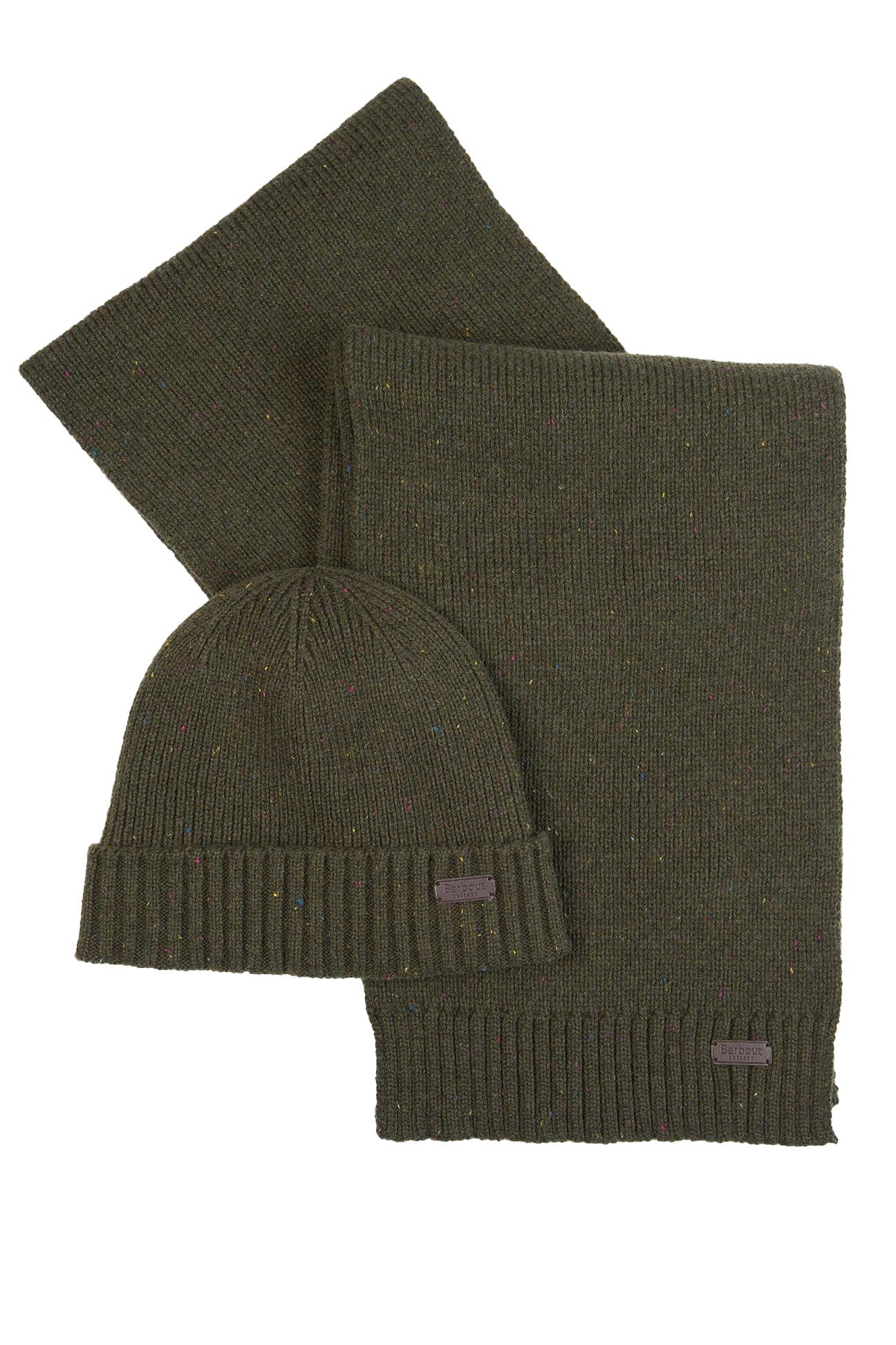 Barbour Carlton Fleck Beanie & Scarf Gift Set - Olive MGS0047_OL31_OS