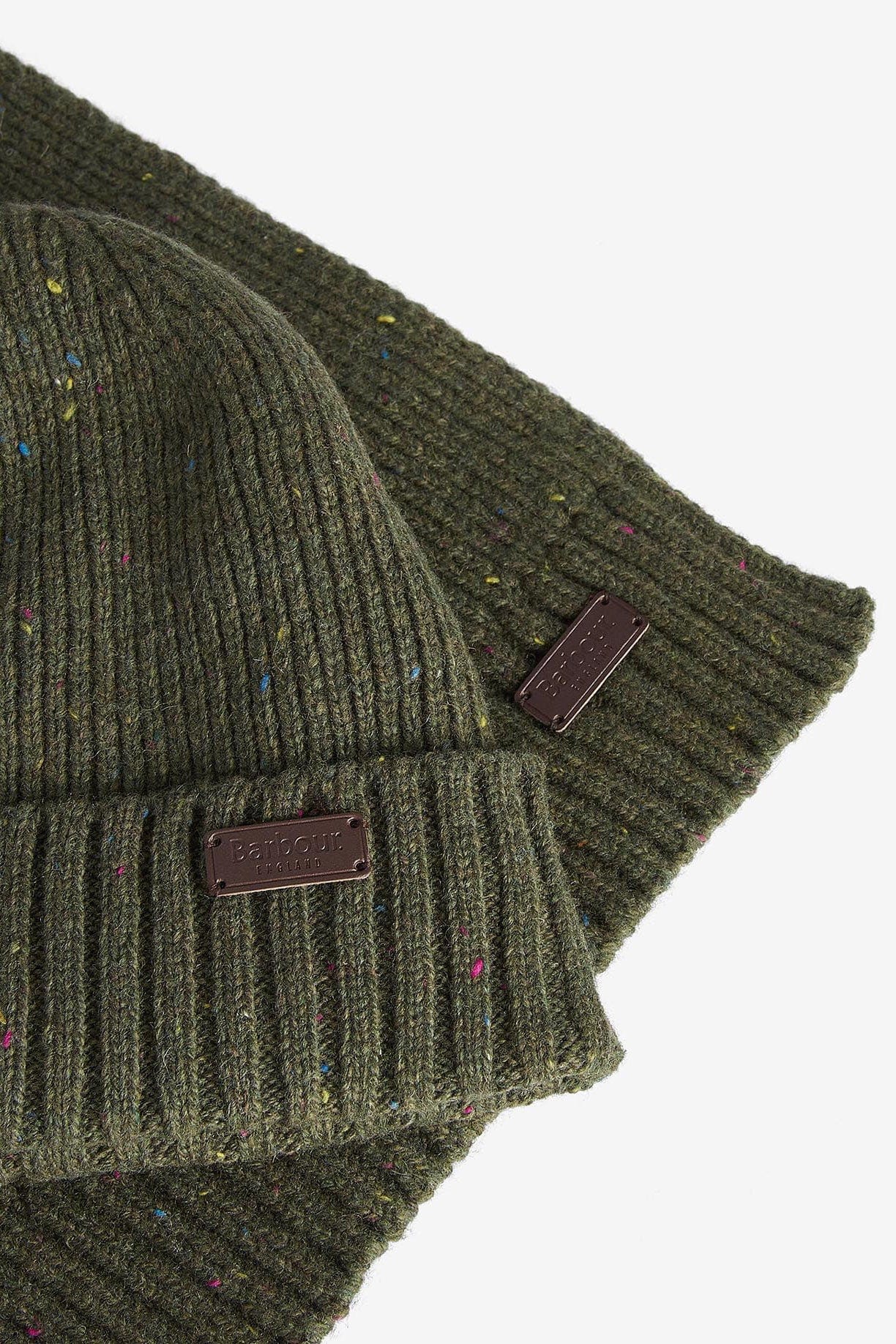 Barbour Carlton Fleck Beanie & Scarf Gift Set - Olive MGS0047_OL31_OS