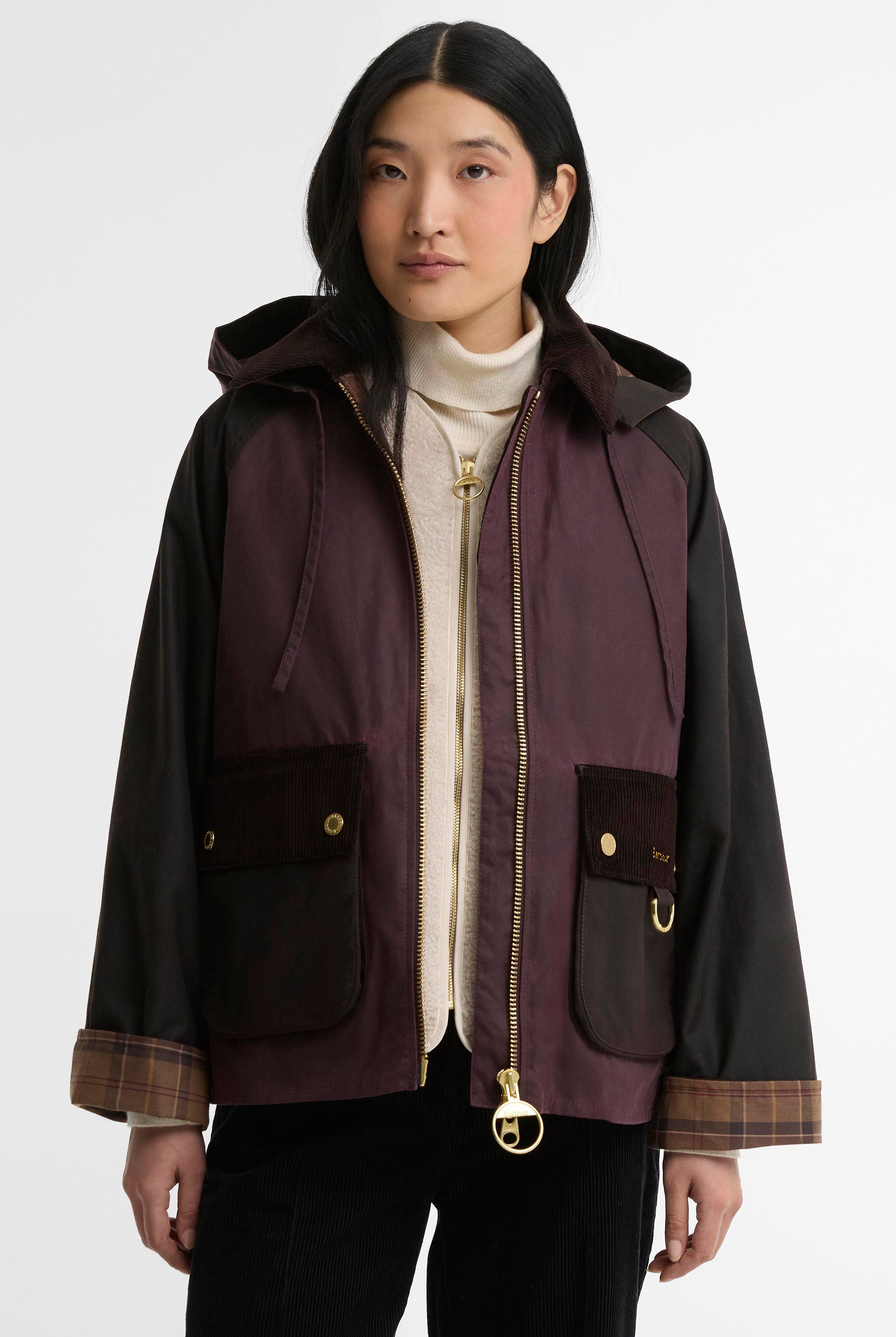Barbour Carville Wax Jacket - Rustic/Bordeaux/Muted