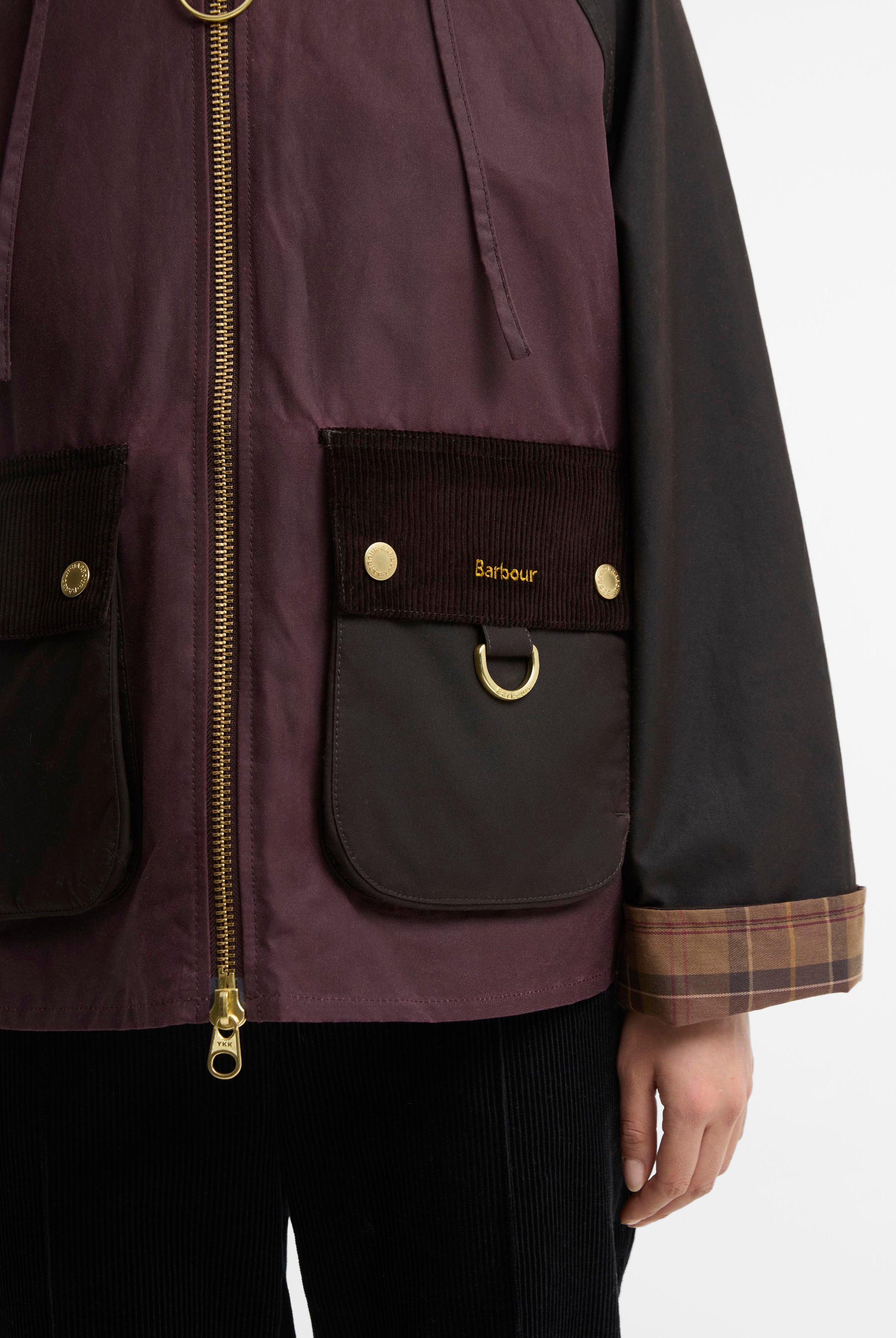 Barbour Carville Wax Jacket - Rustic/Bordeaux/Muted