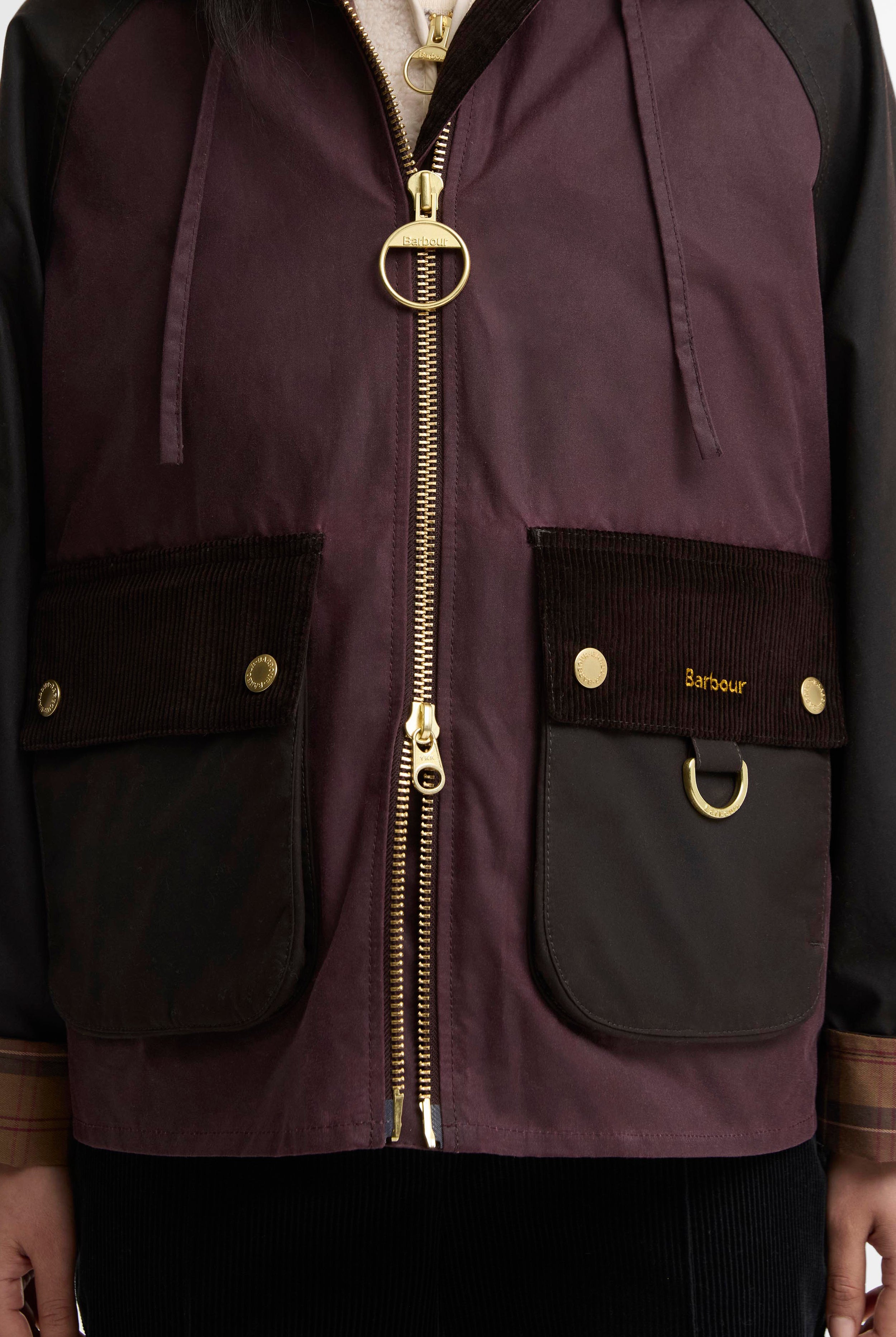 Barbour Carville Wax Jacket - Rustic/Bordeaux/Muted