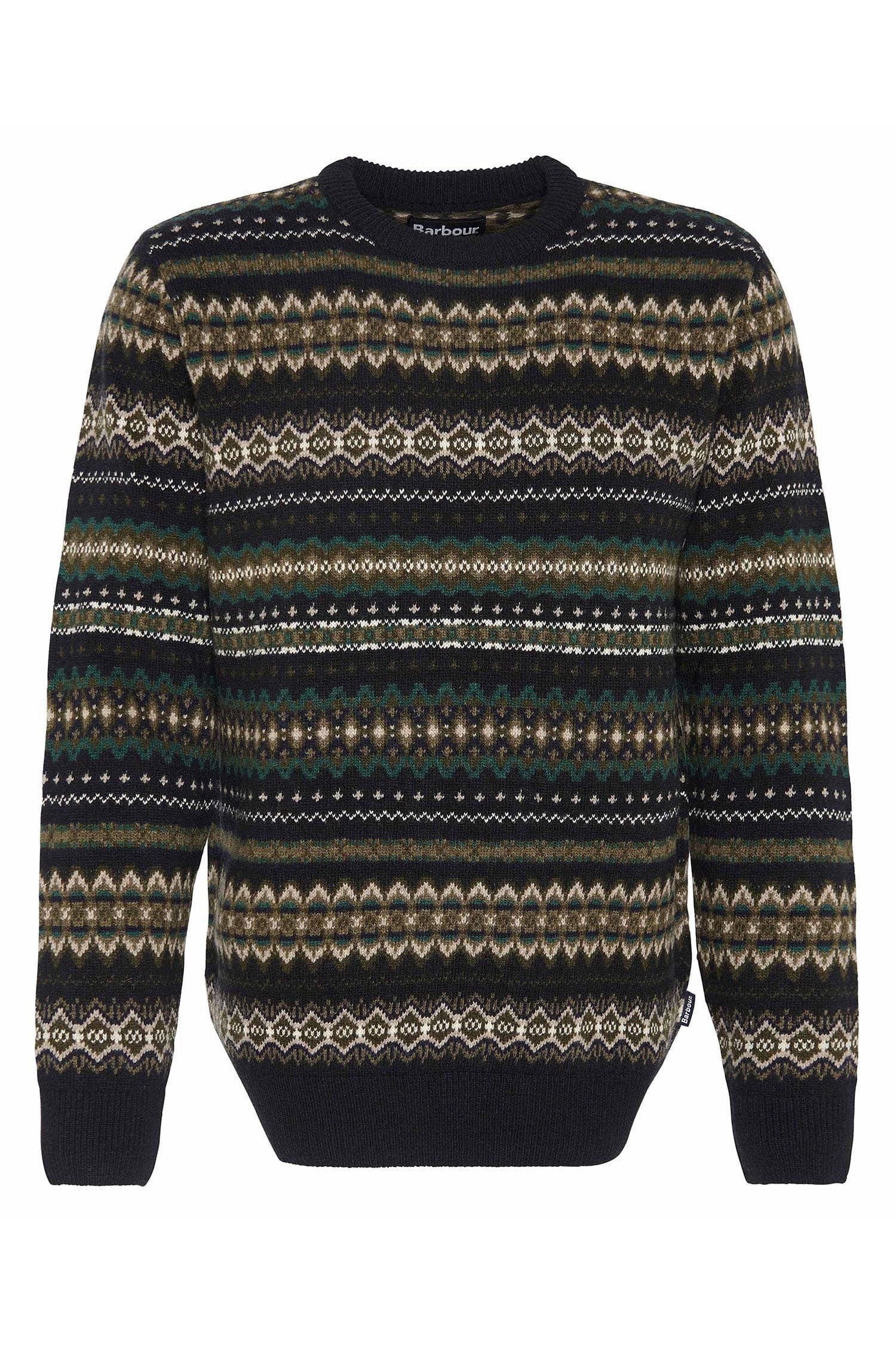 Barbour Case Fair Isle Crew Neck Jumper - Black Marl