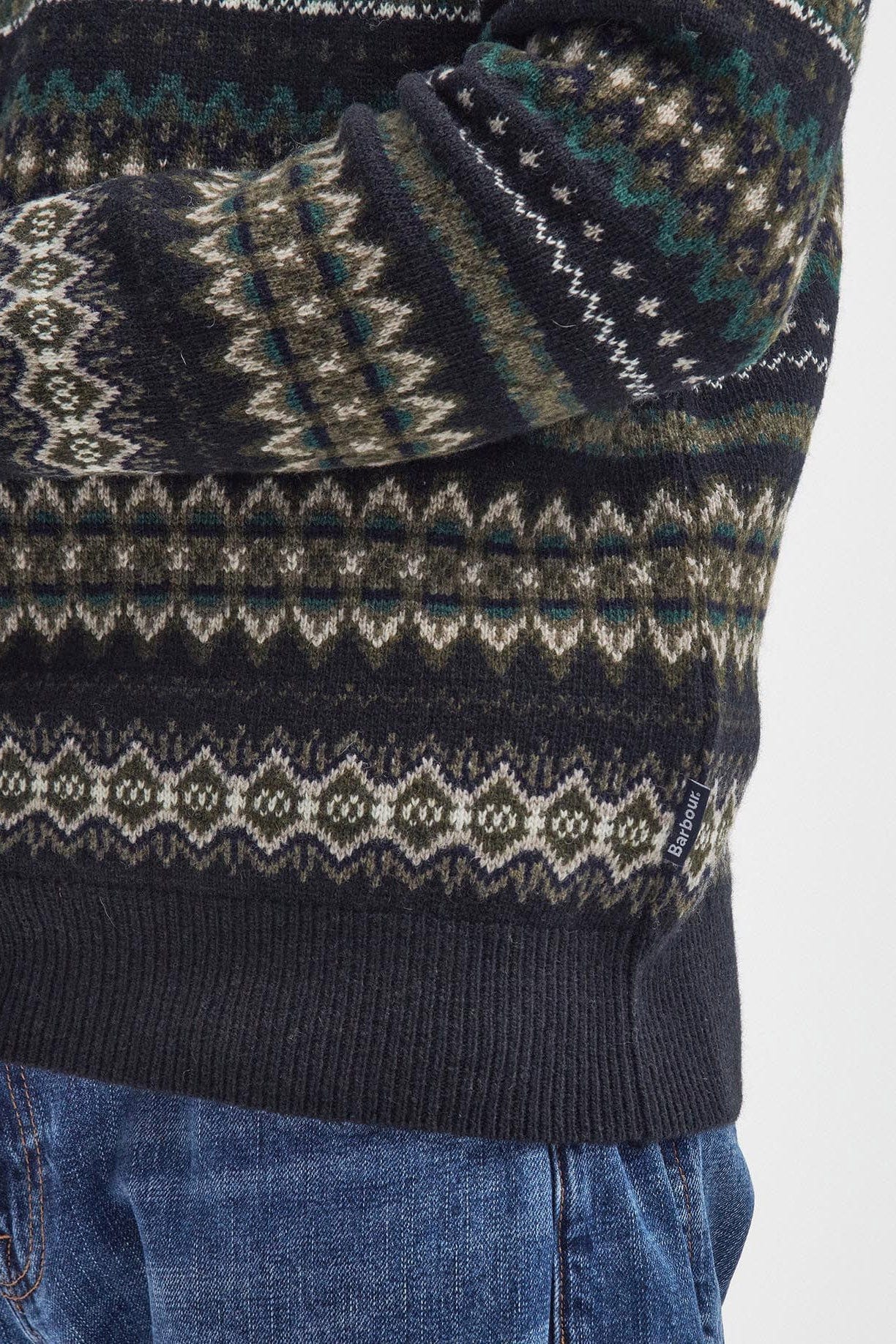 Barbour Case Fair Isle Crew Neck Jumper - Black Marl