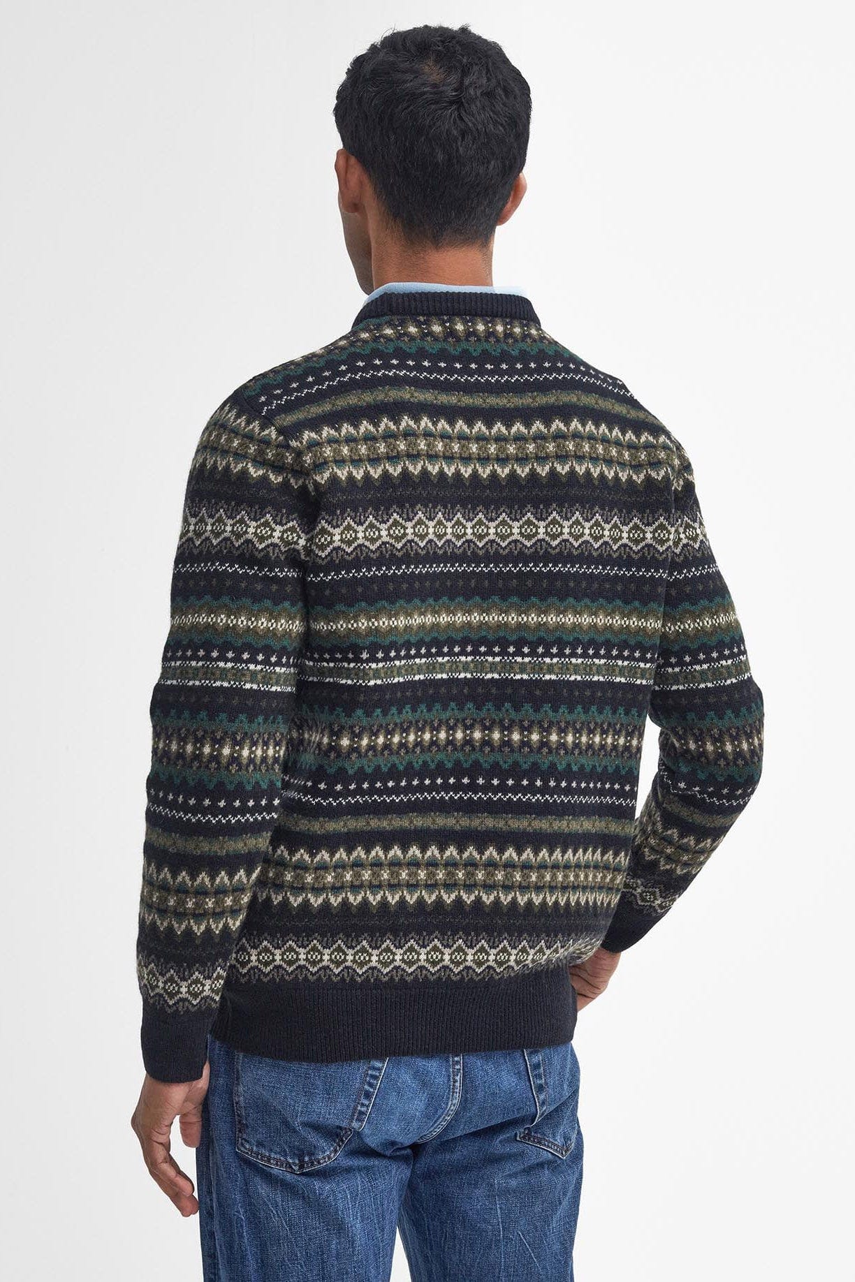 Barbour Case Fair Isle Crew Neck Jumper - Black Marl