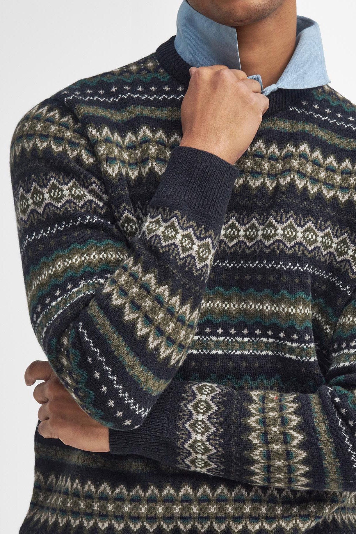 Barbour Case Fair Isle Crew Neck Jumper - Black Marl