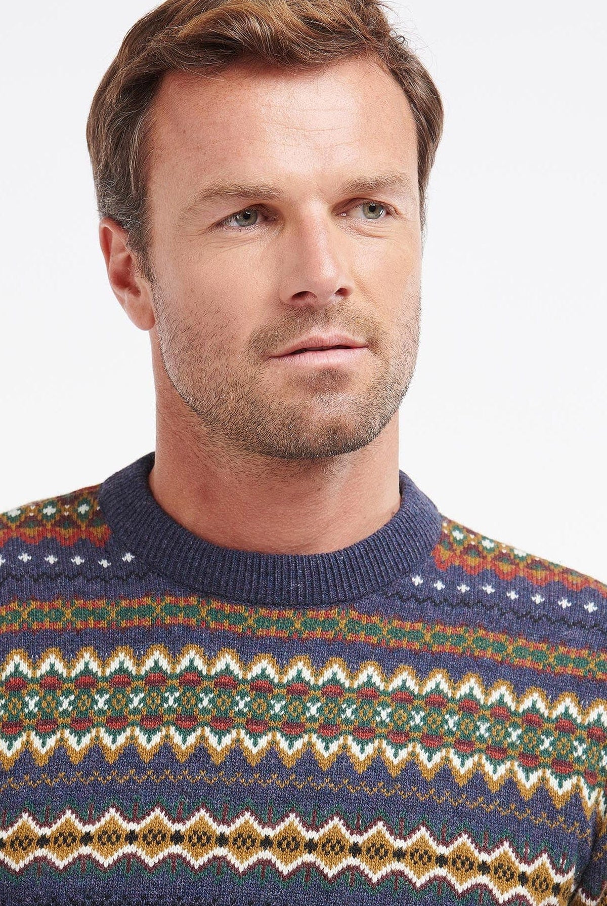 Barbour Case Fair Isle Crew Neck Jumper - Navy Marl
