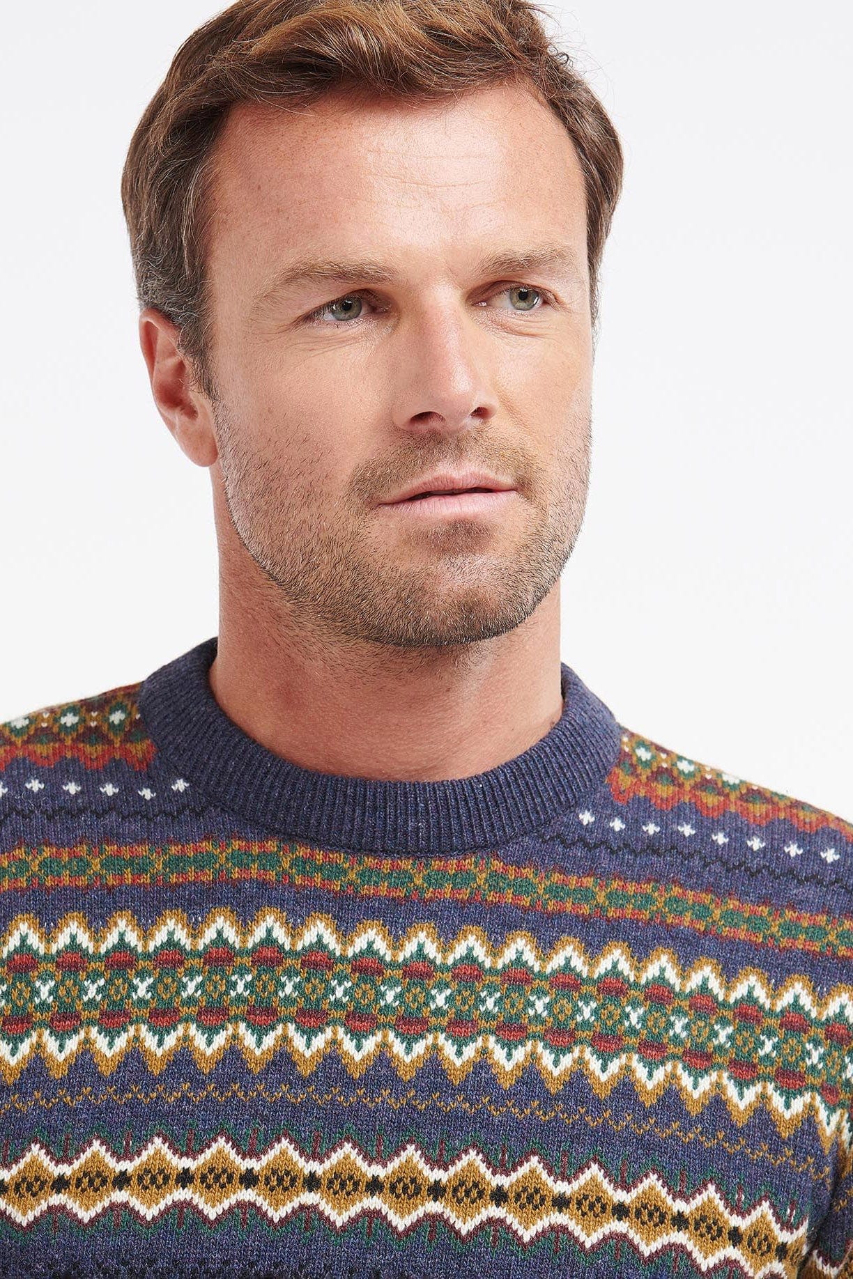 Barbour Case Fair Isle Crew Neck Jumper - Navy Marl