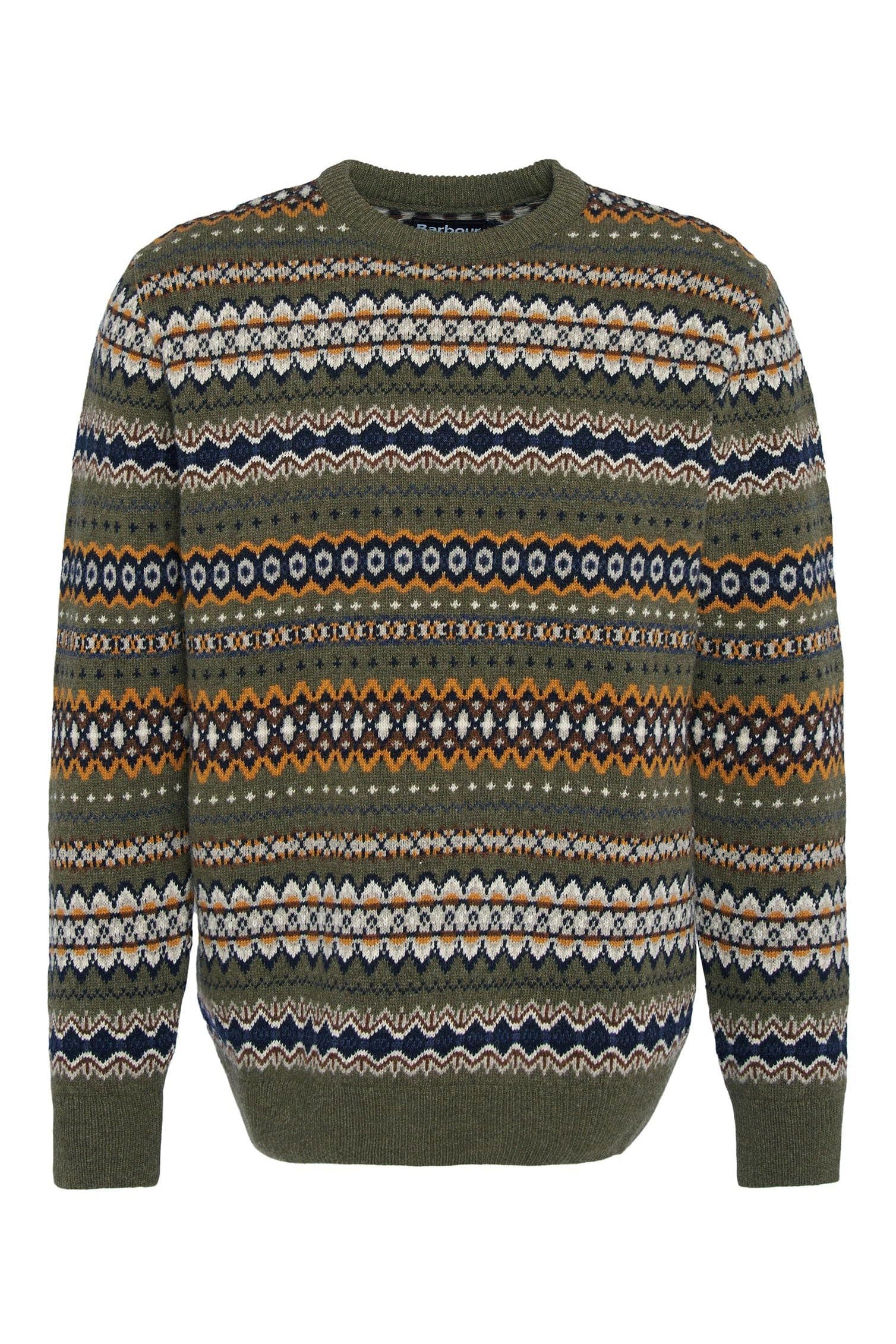 Barbour Case Fair Isle Crew Neck Jumper - Willow Green