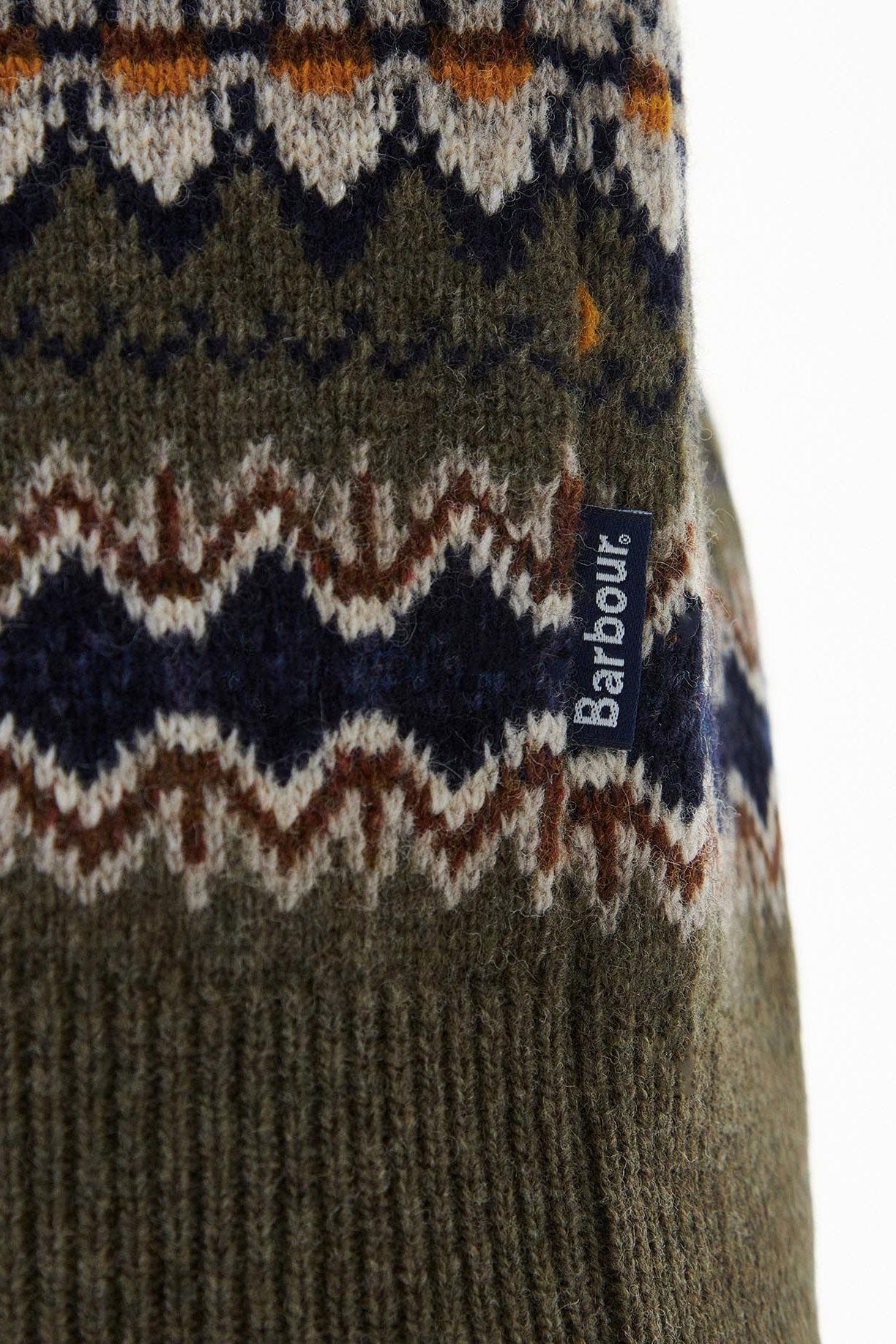 Barbour Case Fair Isle Crew Neck Jumper - Willow Green