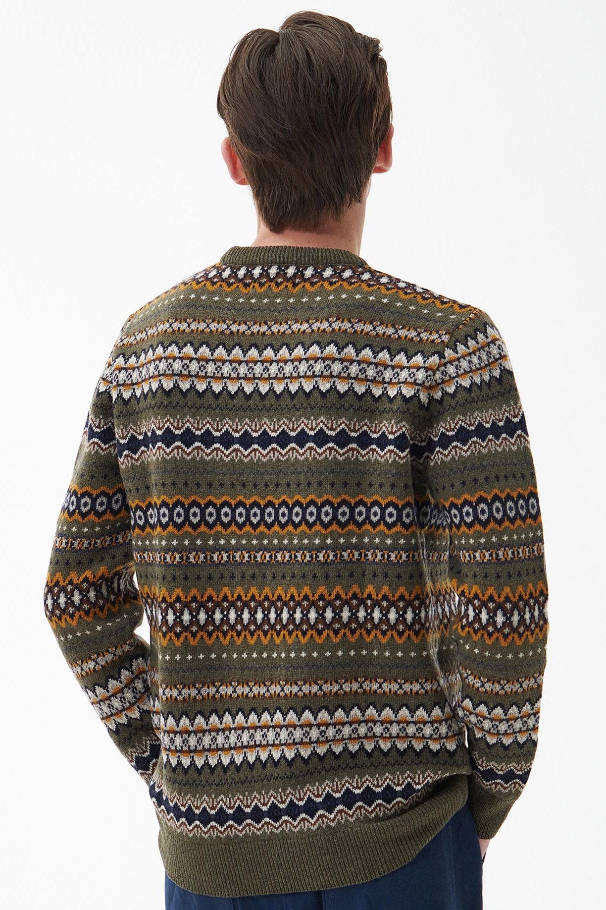 Barbour Case Fair Isle Crew Neck Jumper - Willow Green