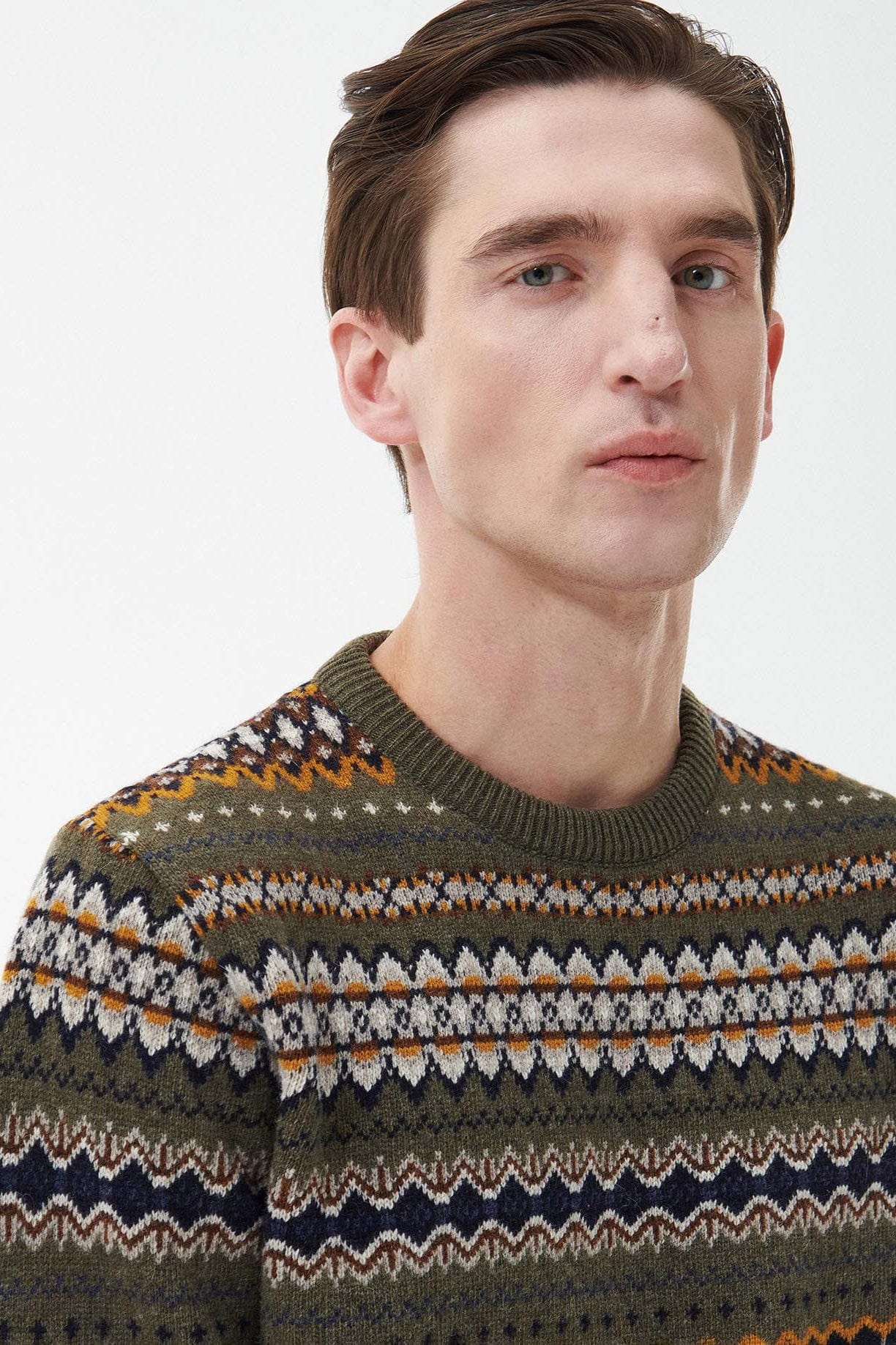 Barbour Case Fair Isle Crew Neck Jumper - Willow Green