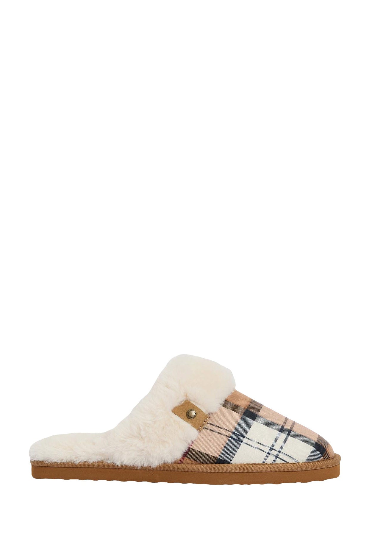 Barbour Claudia Tartan Mule Slippers - Hessian Tartan