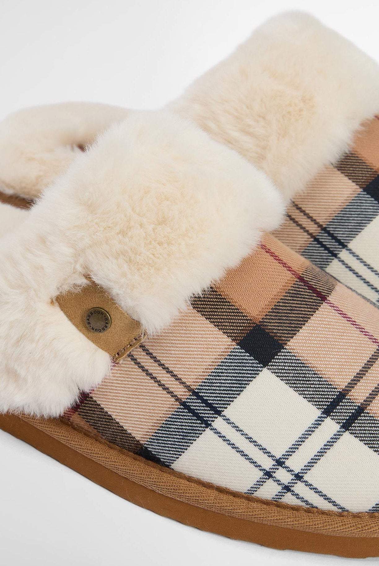 Barbour Claudia Tartan Mule Slippers - Hessian Tartan