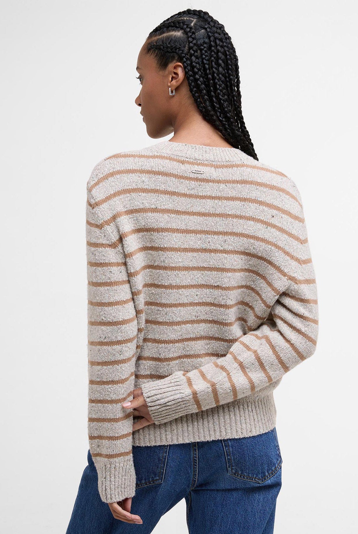 Barbour Claydon Striped Crew Neck Jumper - Oatmeal Stripe