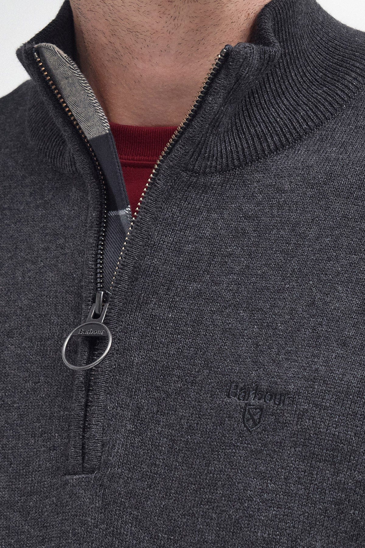 Barbour Cotton Half Zip Knitted Jumper - Charcoal