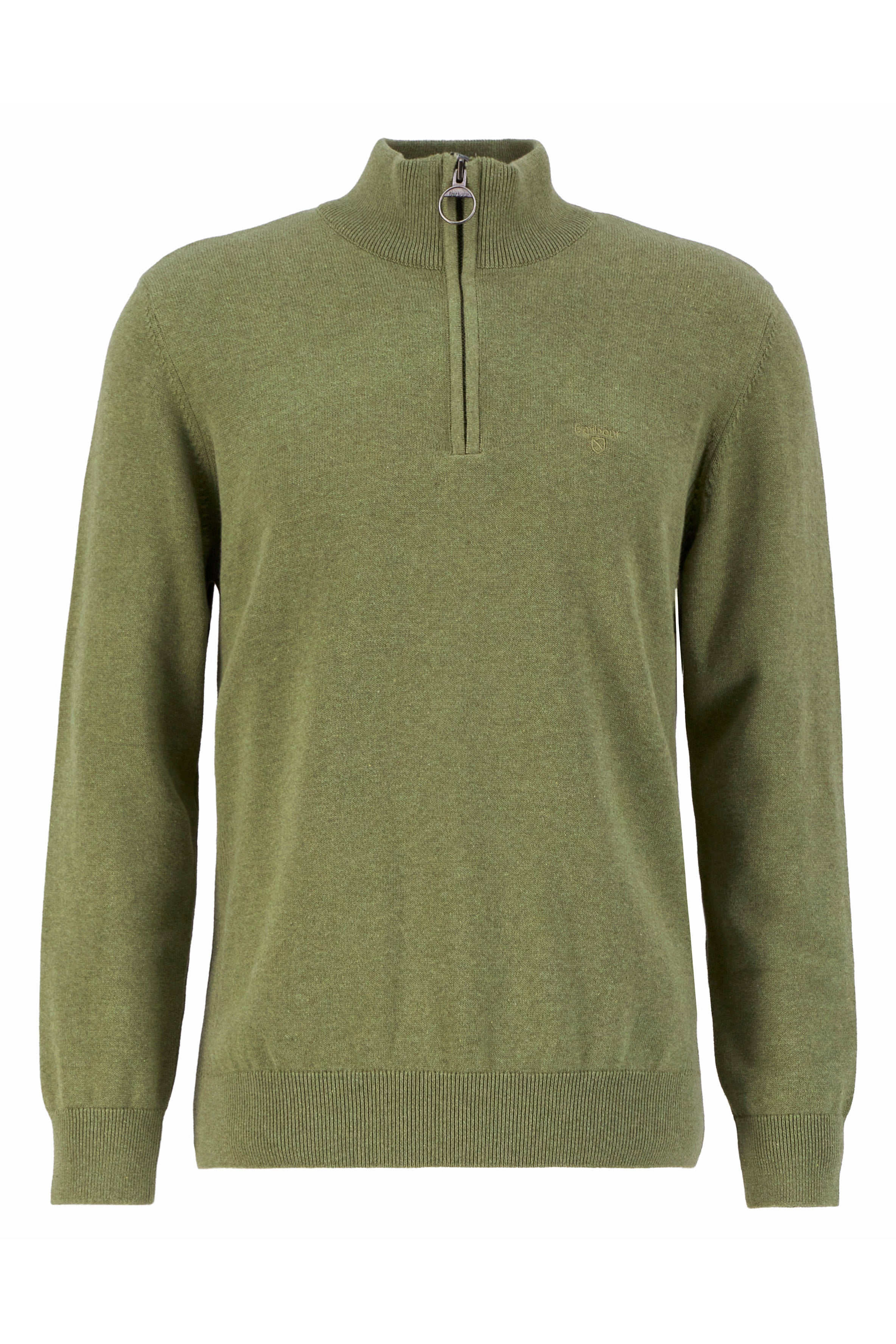Barbour Cotton Half Zip Knitted Jumper - Laurel Green