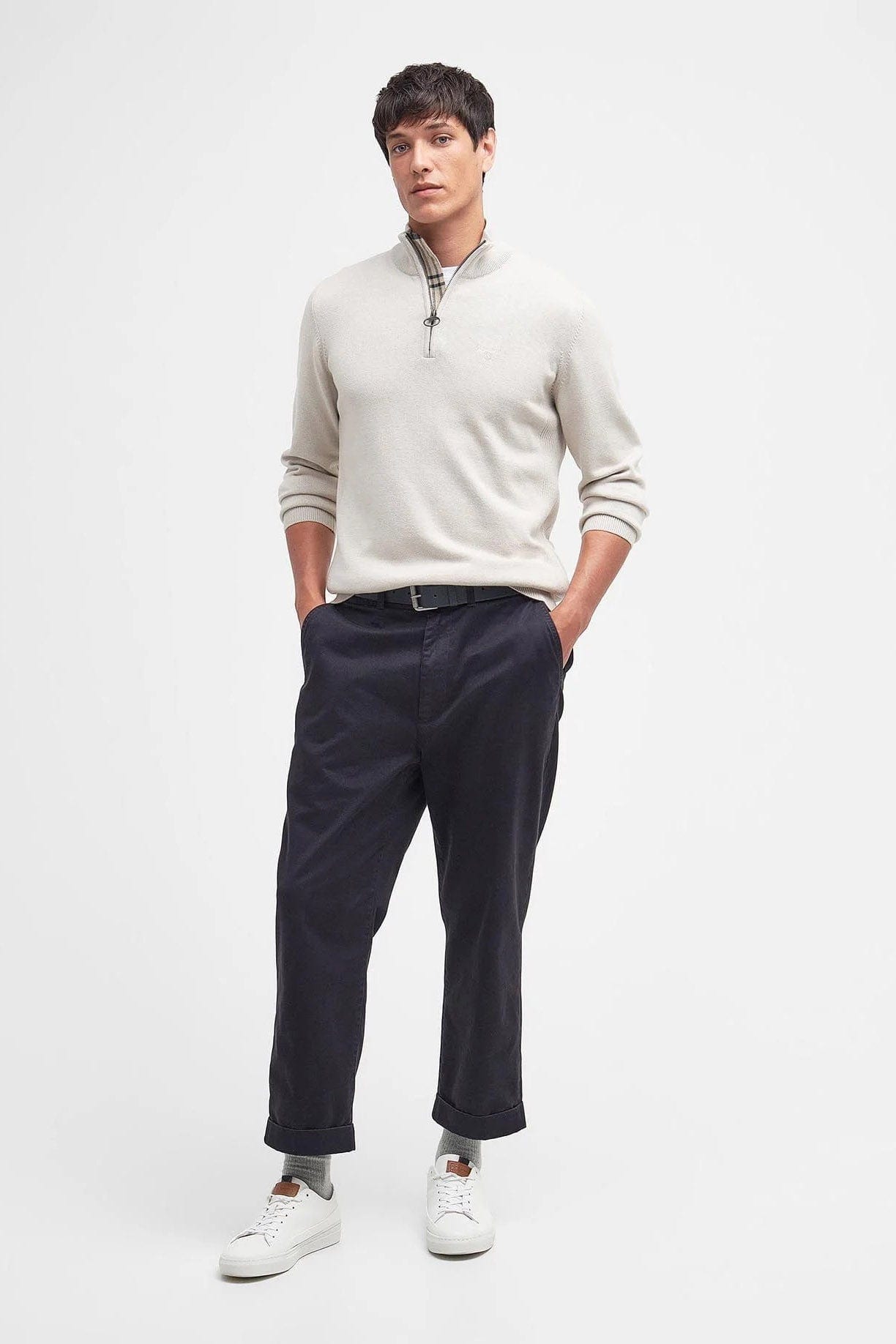 Barbour Cotton Half Zip Knitted Jumper - Mist