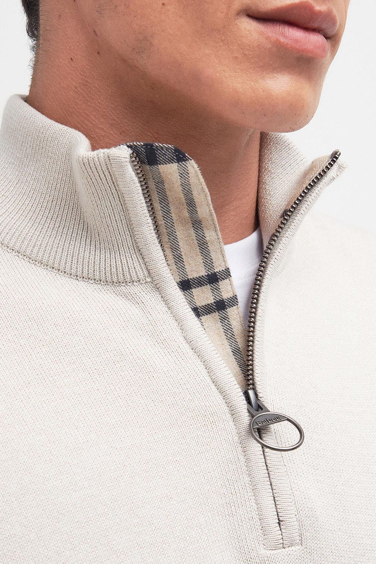 Barbour Cotton Half Zip Knitted Jumper - Mist